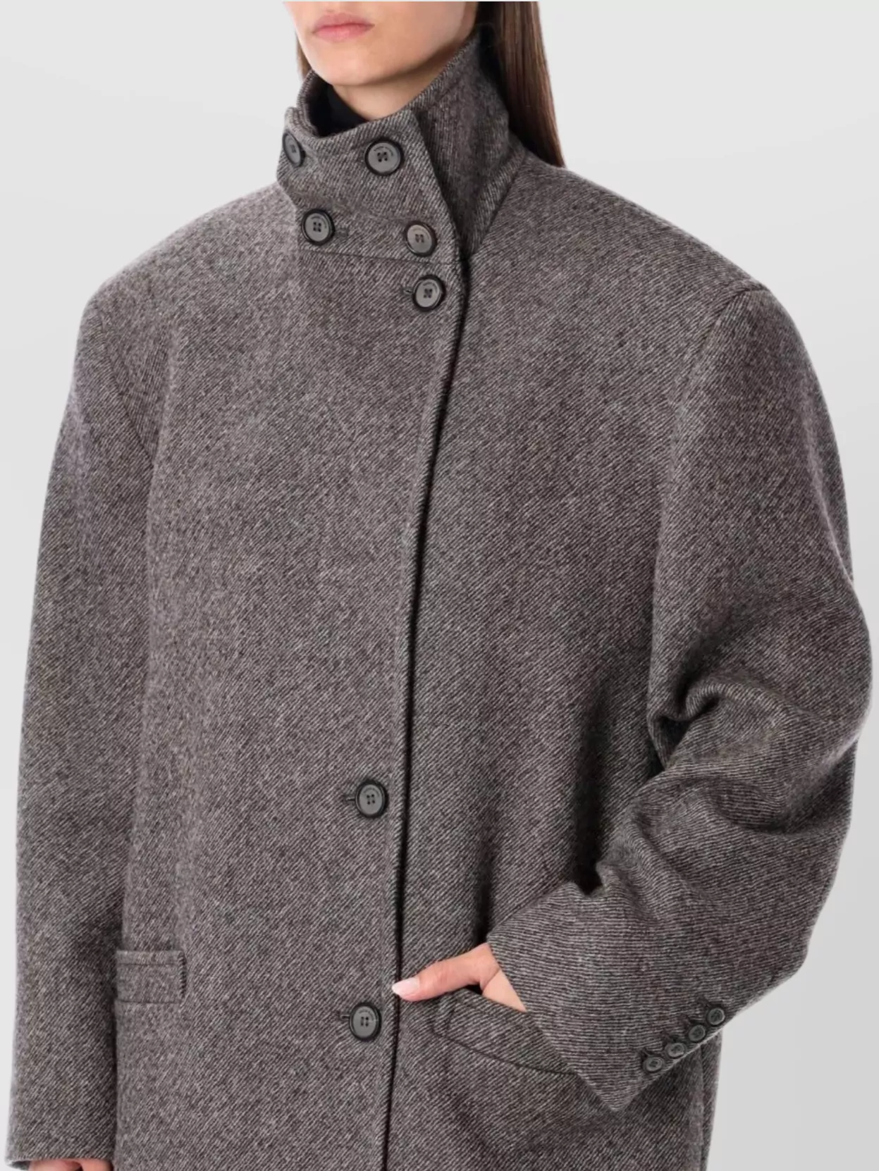 Magda Butrym Oversized Wool Coat Back Vent In Gray