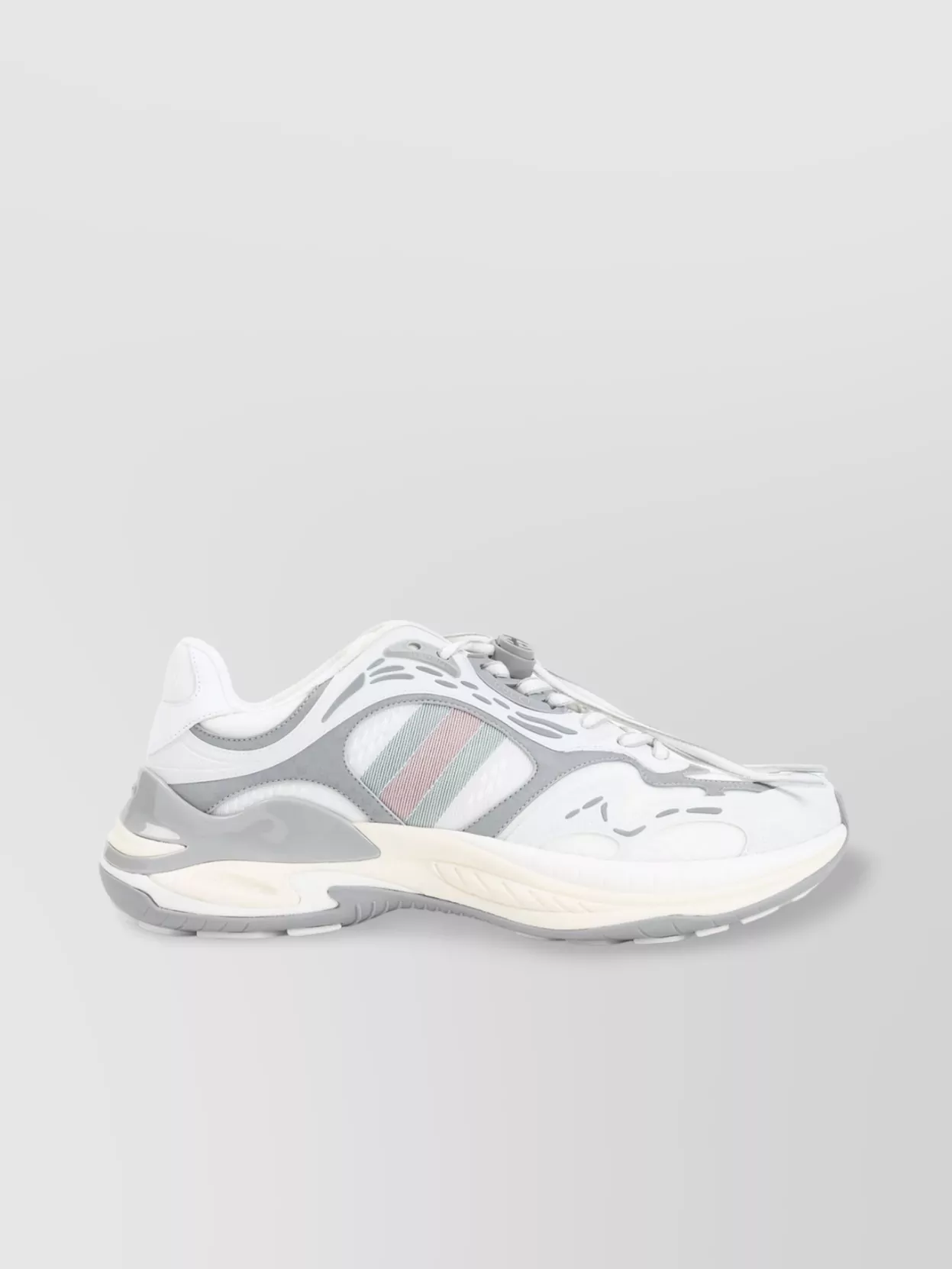 Gucci Leather Mesh Sneakers Featuring Signature Band