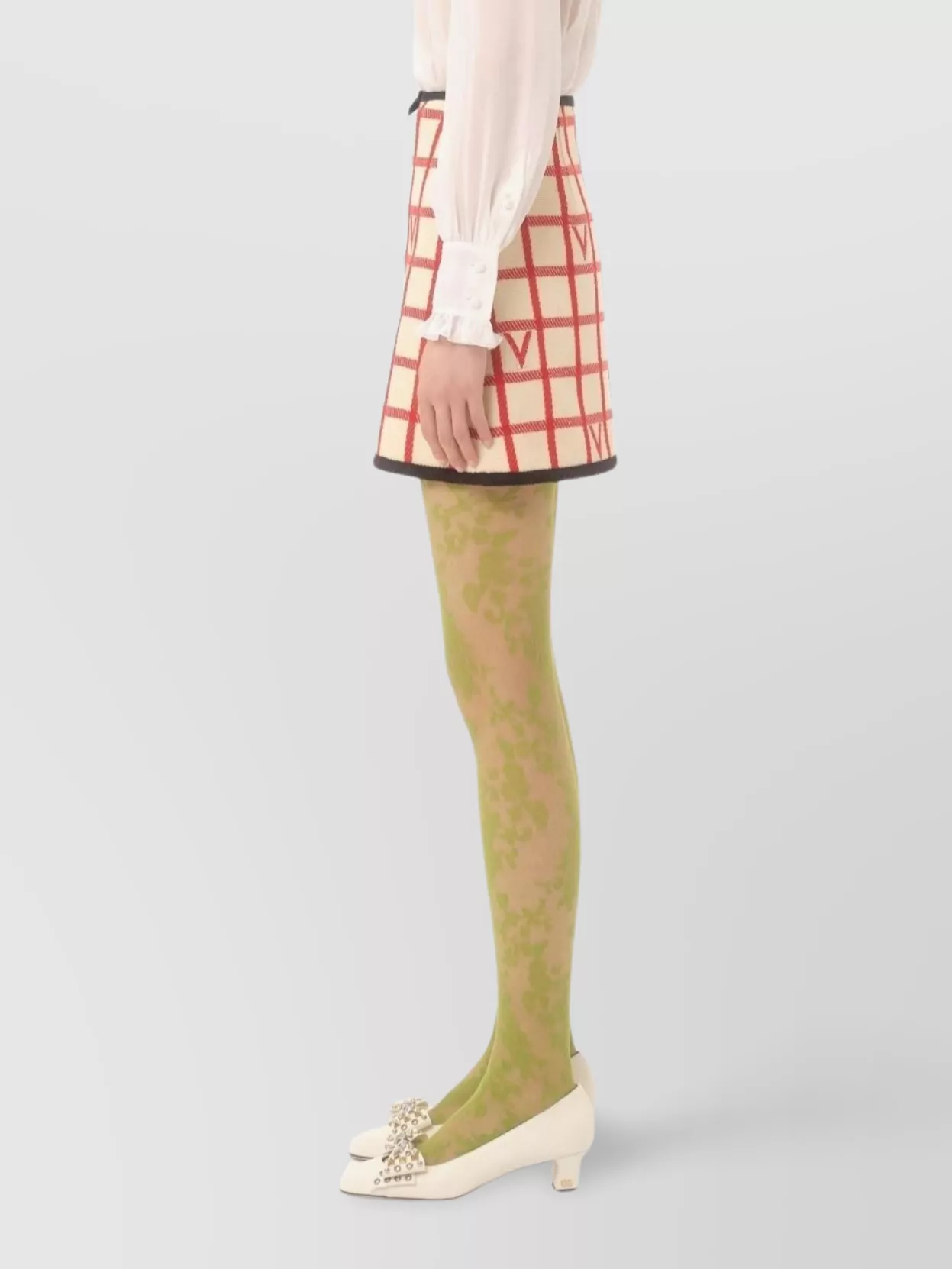 Valentino Midi Skirt With Button Accents And High Waist In Multi