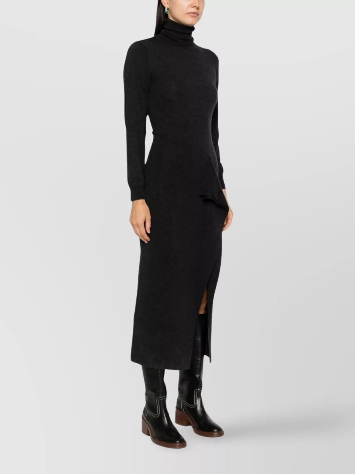 Parosh Knit Midi Dress Featuring Asymmetric Detail