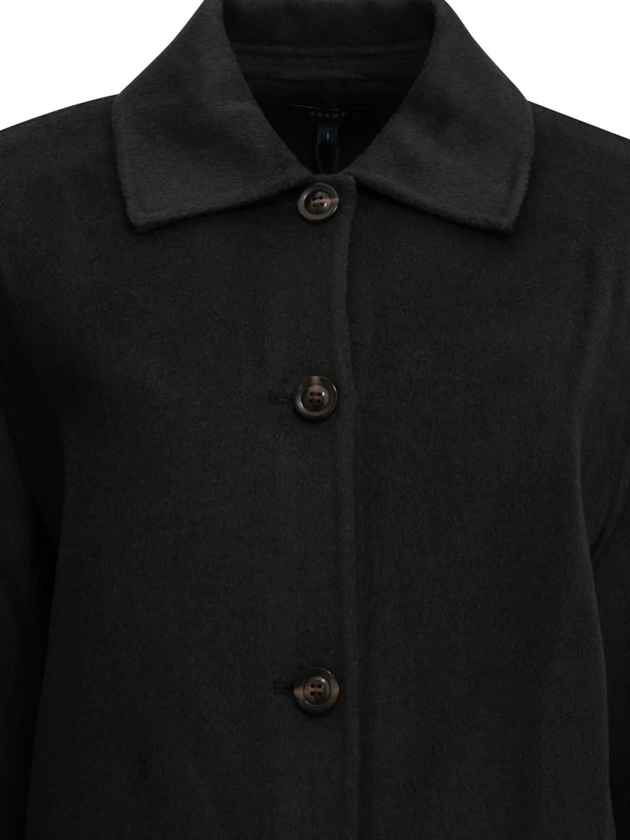 Soeur Cashmere Wool Short Single Breasted Coat