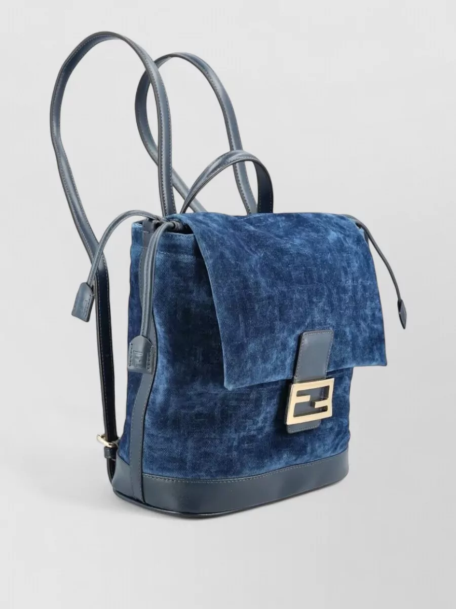 Fendi Backpack Monogram Denim Logo Texture