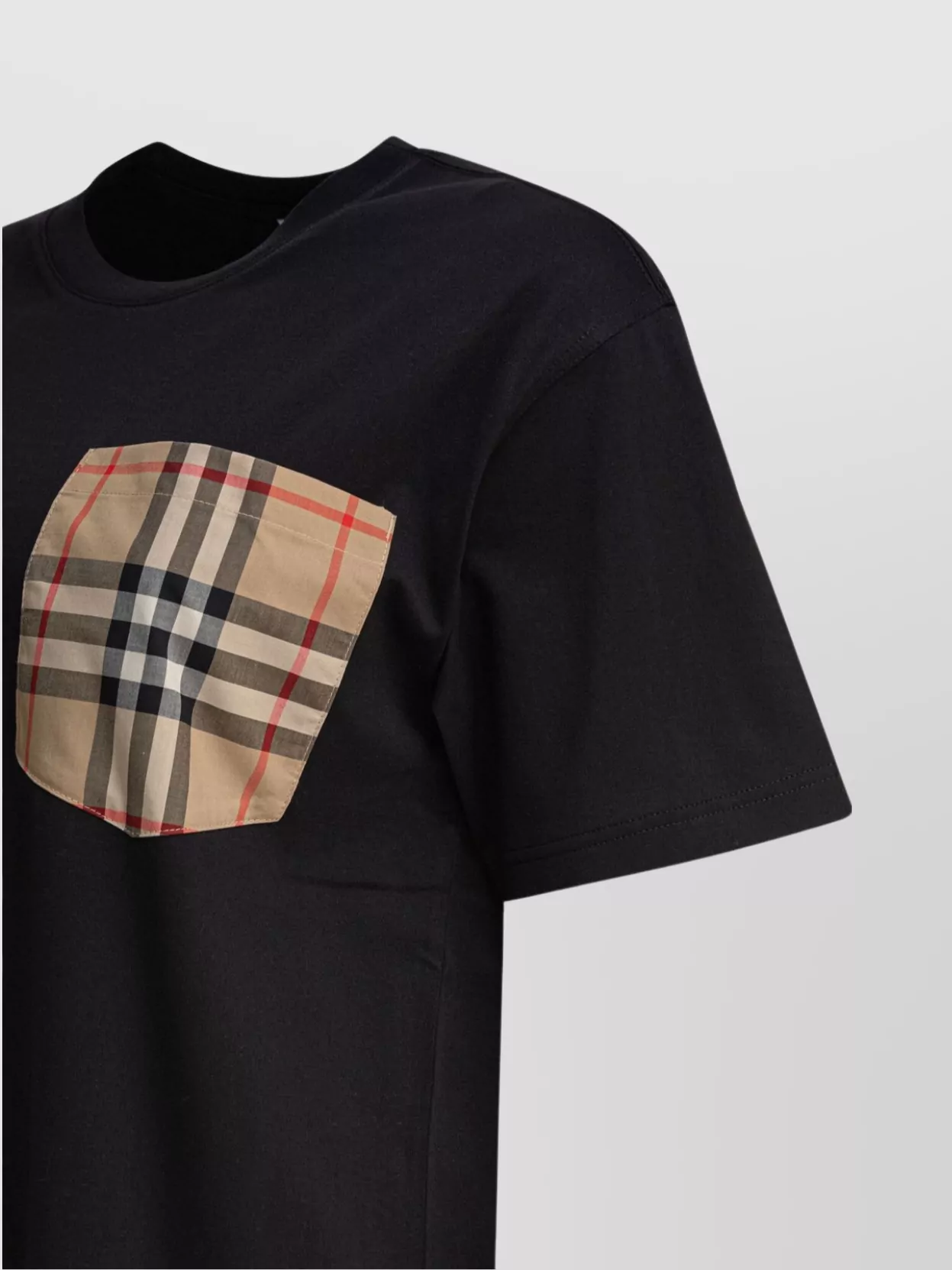 Burberry Short Sleeve Checked Crew Neck T-shirt With Chest Pocket