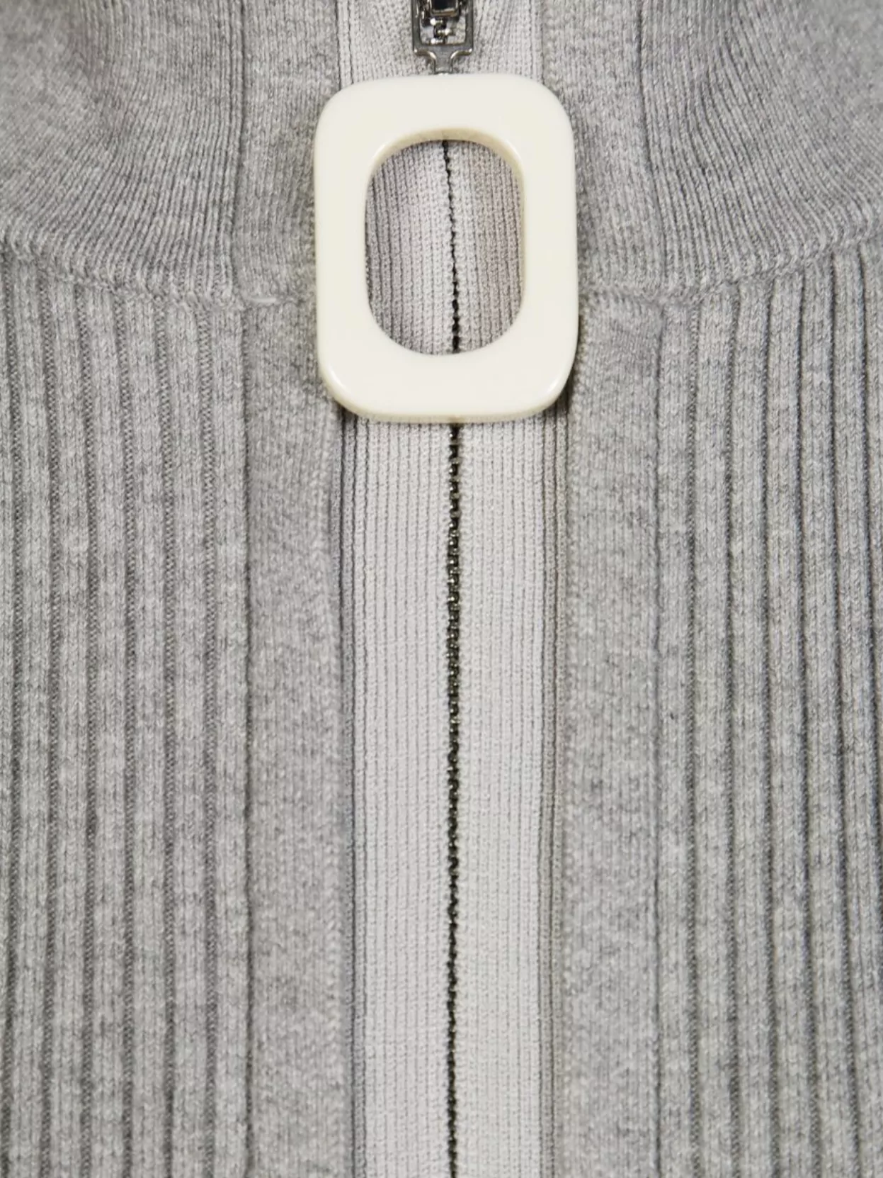 Jw Anderson J. W. Anderson Ribbed Zip-up Cardigan With High Collar In Gray