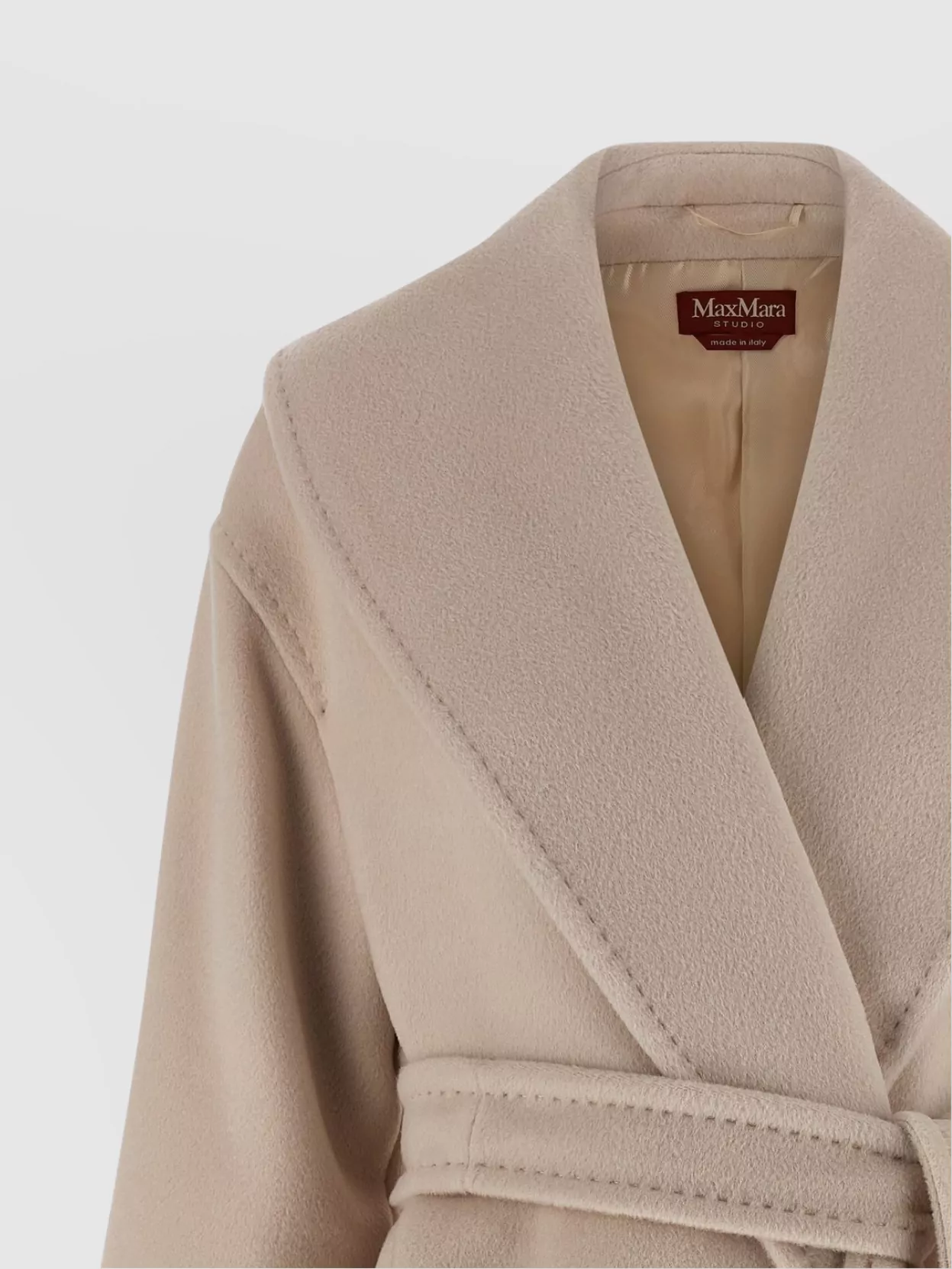S Max Mara Textured Fabric Coat Belted At Waist