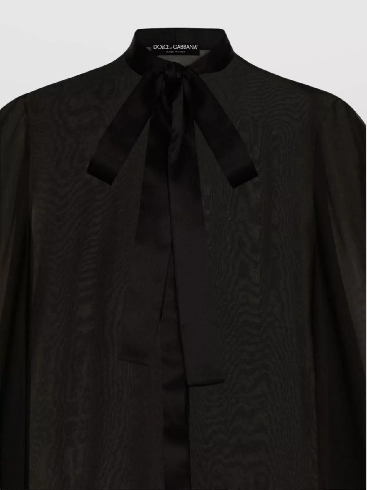 Dolce & Gabbana Bow Collar Silk Chiffon Top In Black