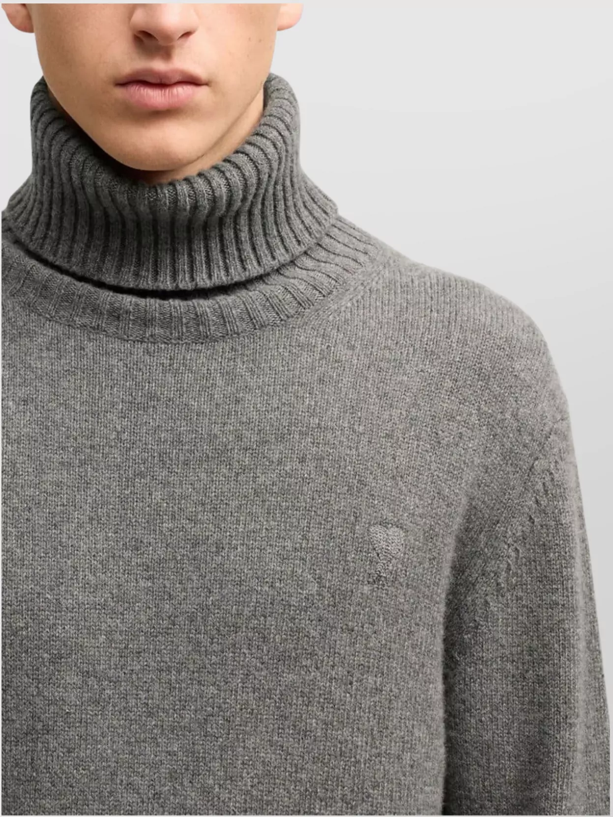 Ami Paris Cashmere-Wool Blend Knitted Turtleneck Sweater