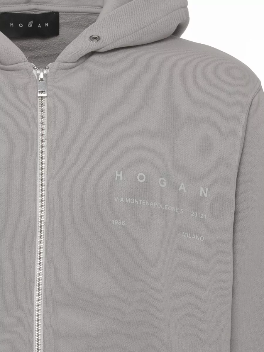 Hogan Cotton Hooded Zip Sweatshirt