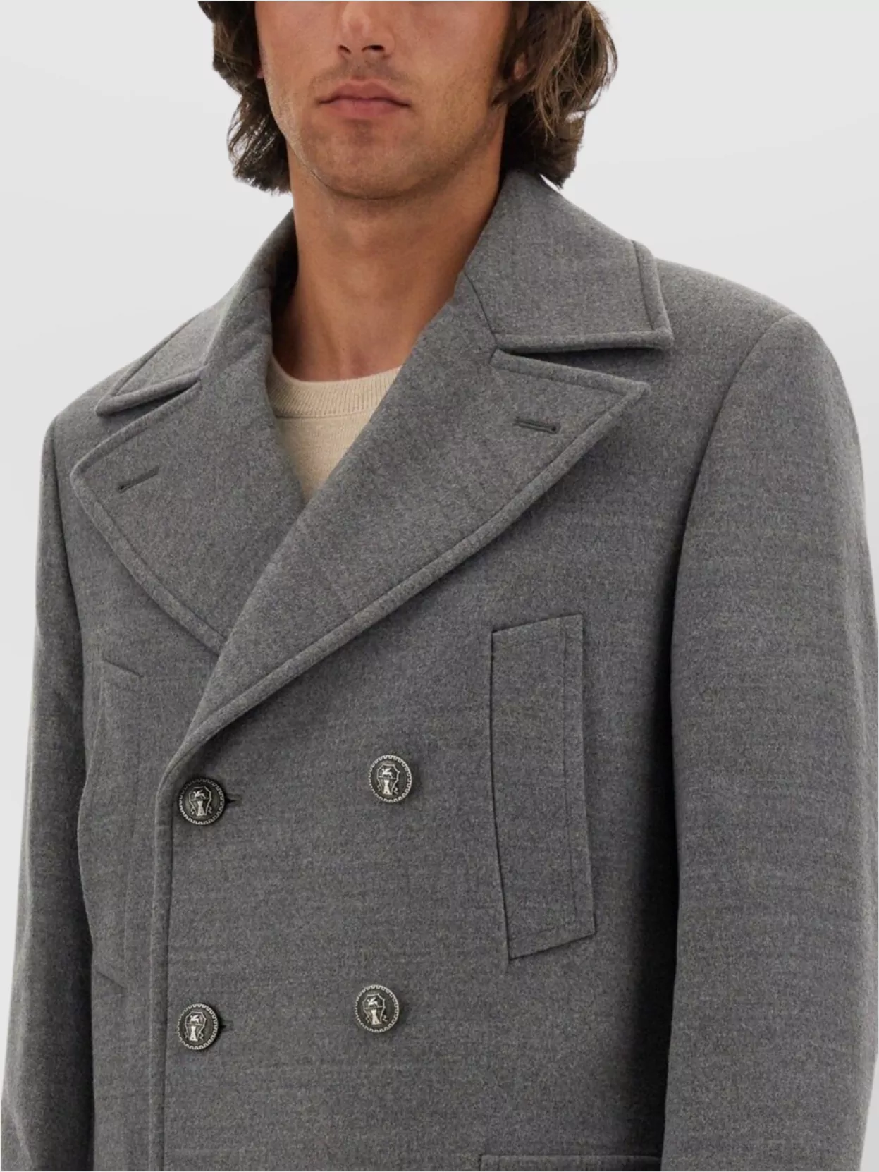 Brunello Cucinelli Long Double-Breasted Coat Oversize Fit
