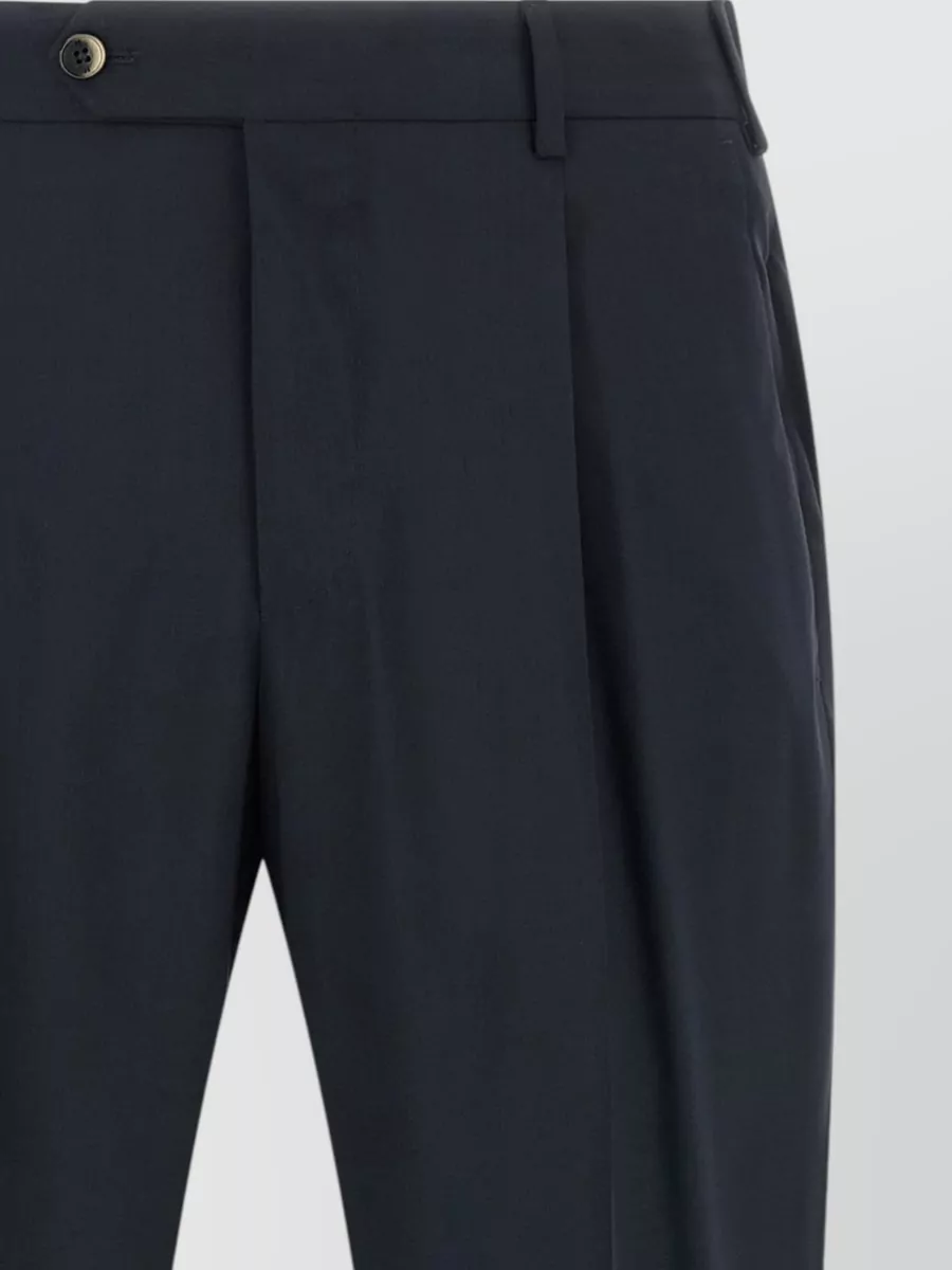 Pt Torino Virgin Wool Pleated Tapered Tailored Trousers