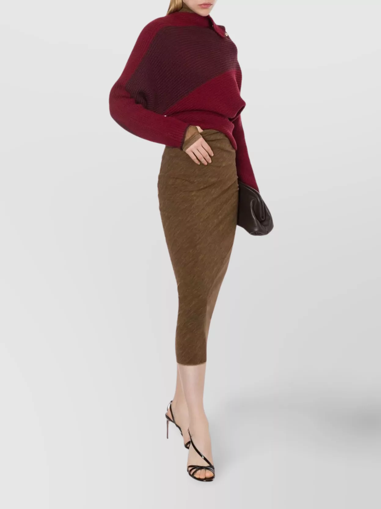 Philosophy Di Lorenzo Serafini Printed Stretch Tulle Pencil Skirt In Brown
