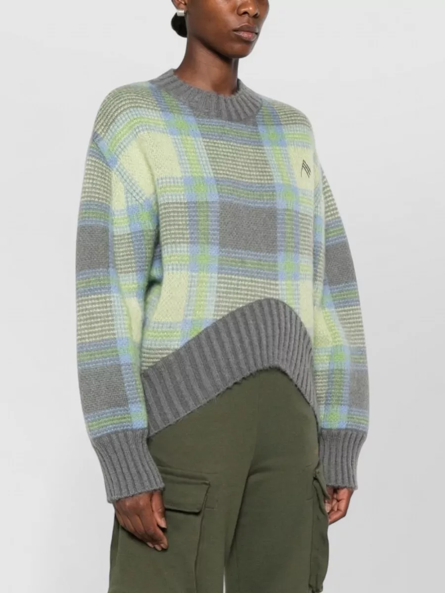 The Attico Checked Mohair Crewneck Sweater