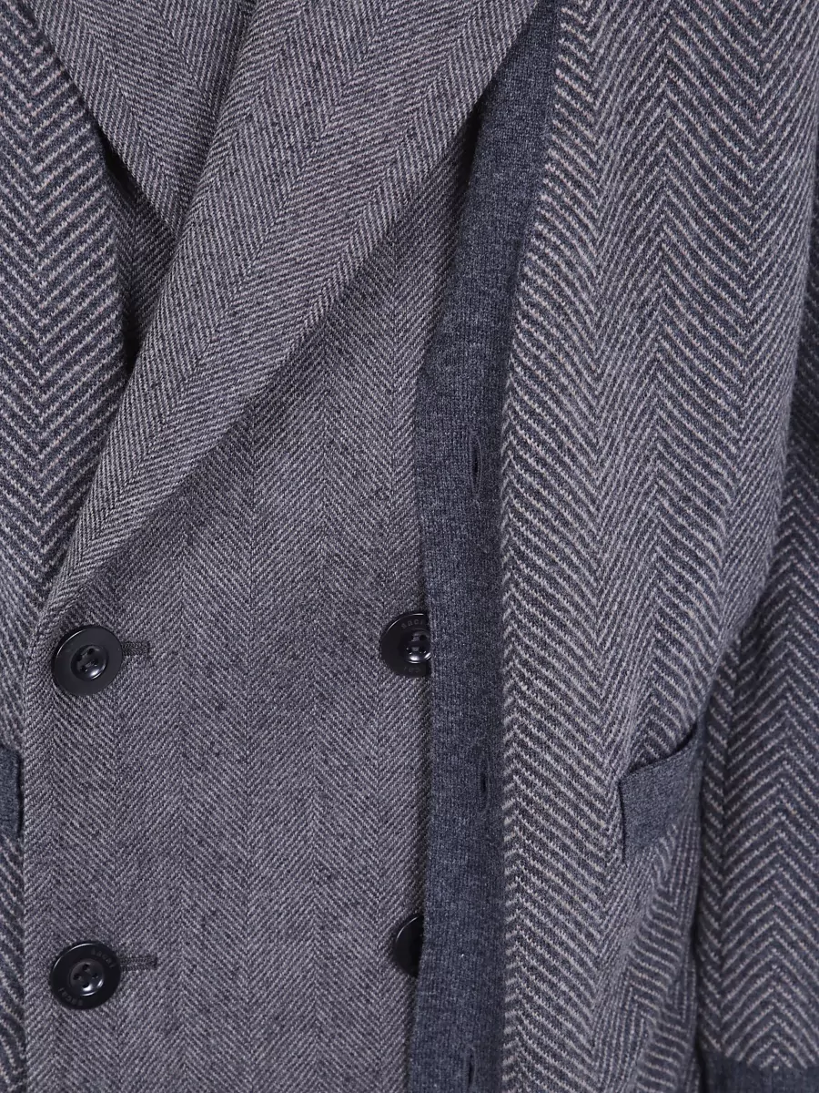 Sacai Wool Herringbone Knit Cardigan Blazer