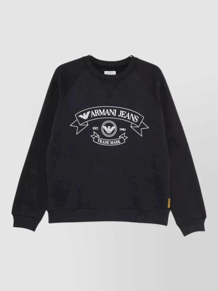 Emporio Armani cotton logo print crew neck long sleeve sweatshirt
