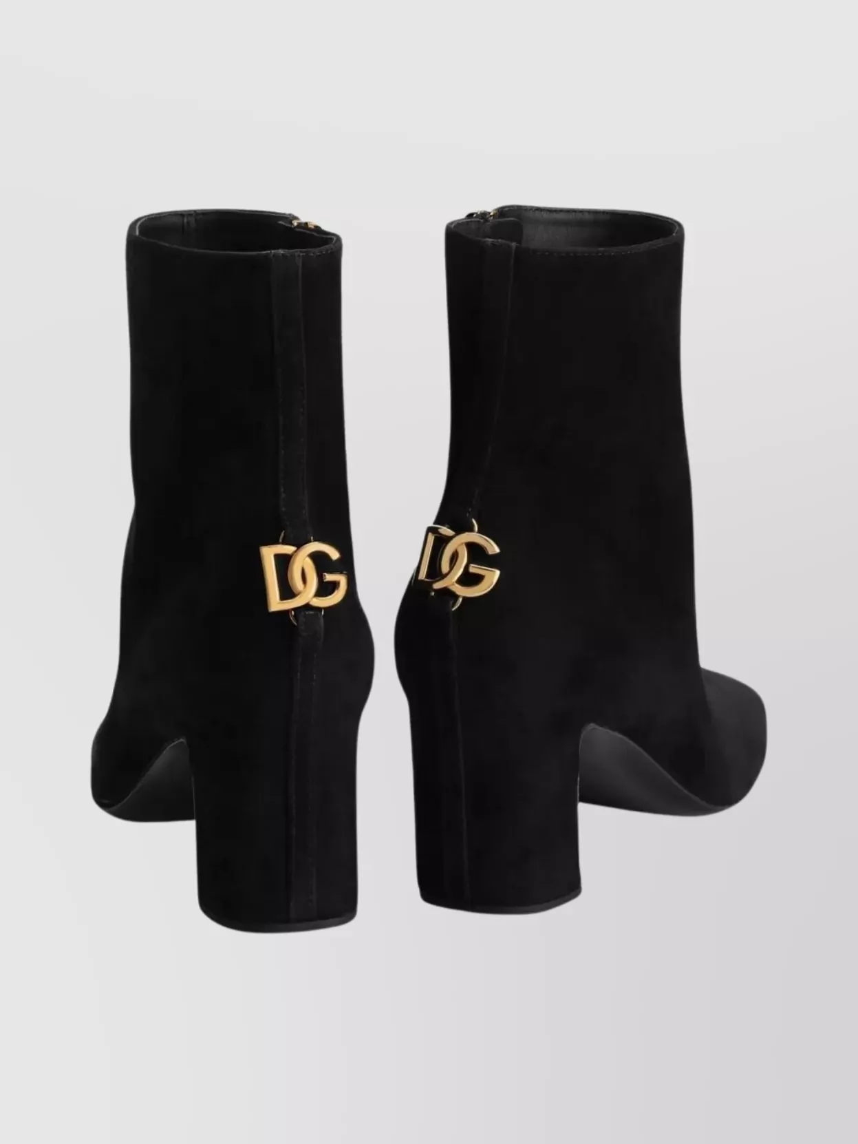 Dolce & Gabbana Suede Ankle Boots Block Heel In Black
