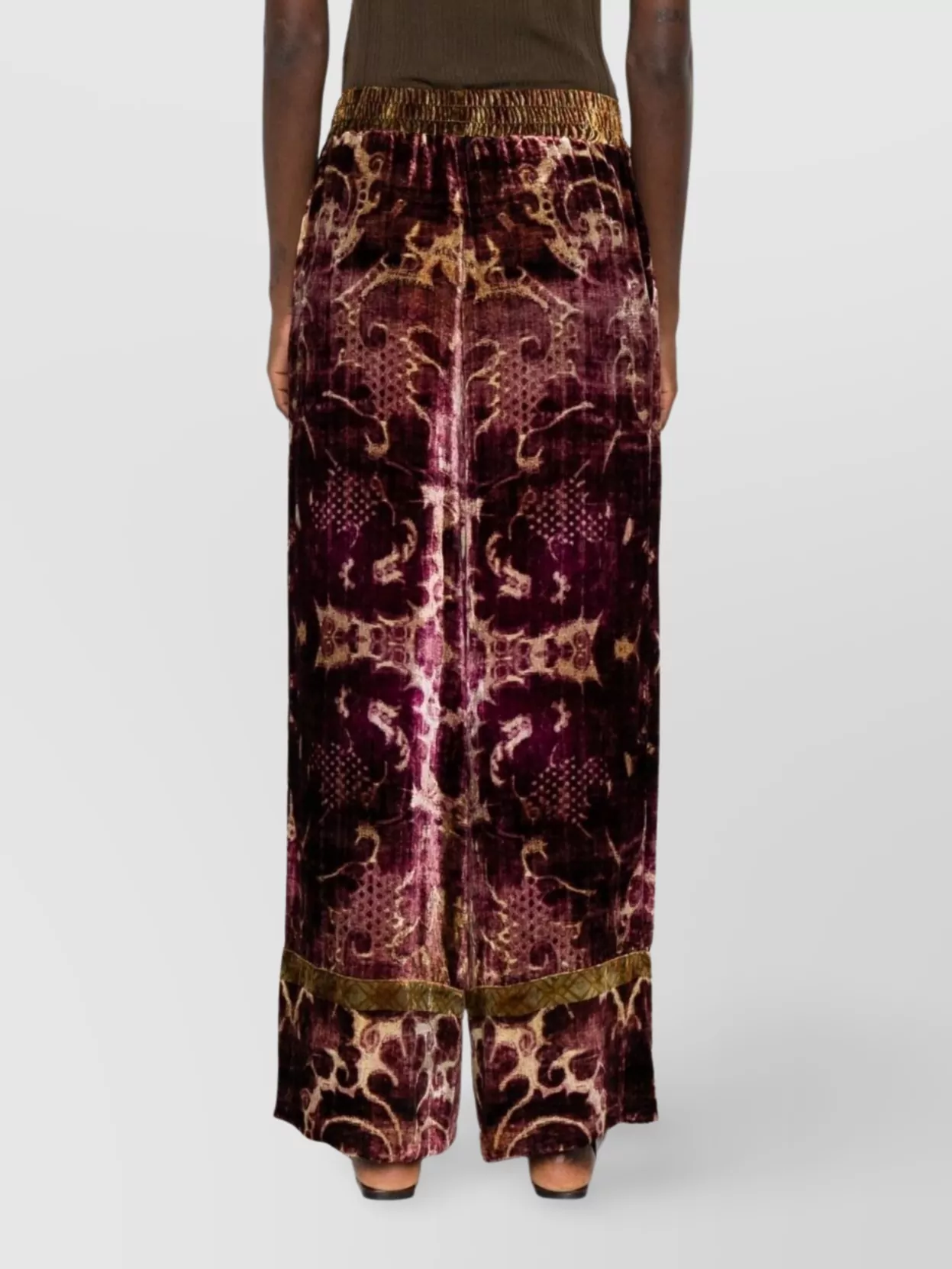 Pierre Louise Mascia Luxe Velvet Wide-leg Trousers In Multi