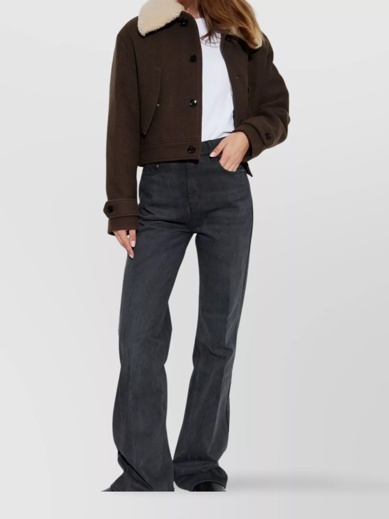 Ami Paris Wide-Leg Cotton Jeans With Rivets