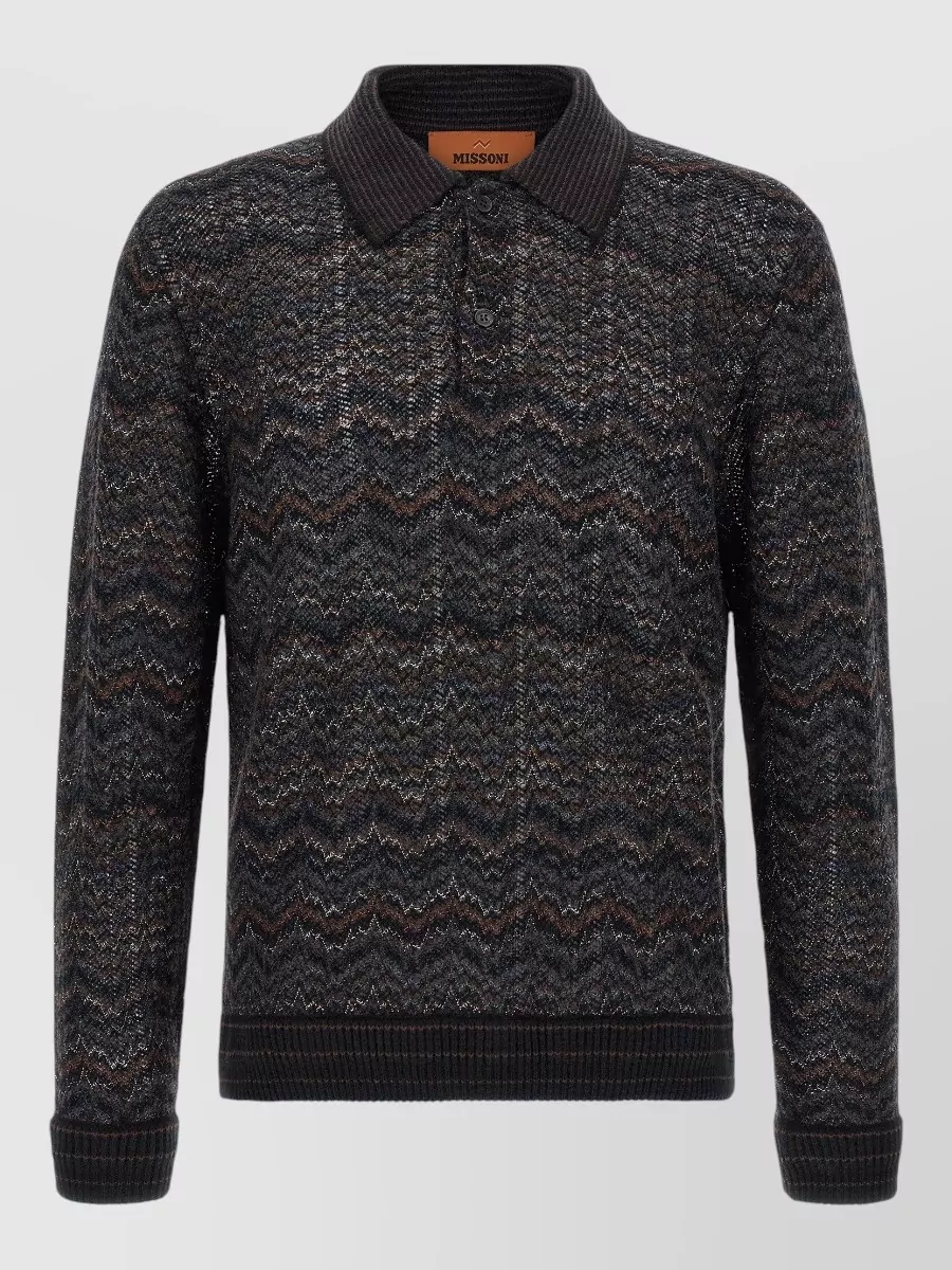 Missoni cashmere zigzag long-sleeve polo shirt