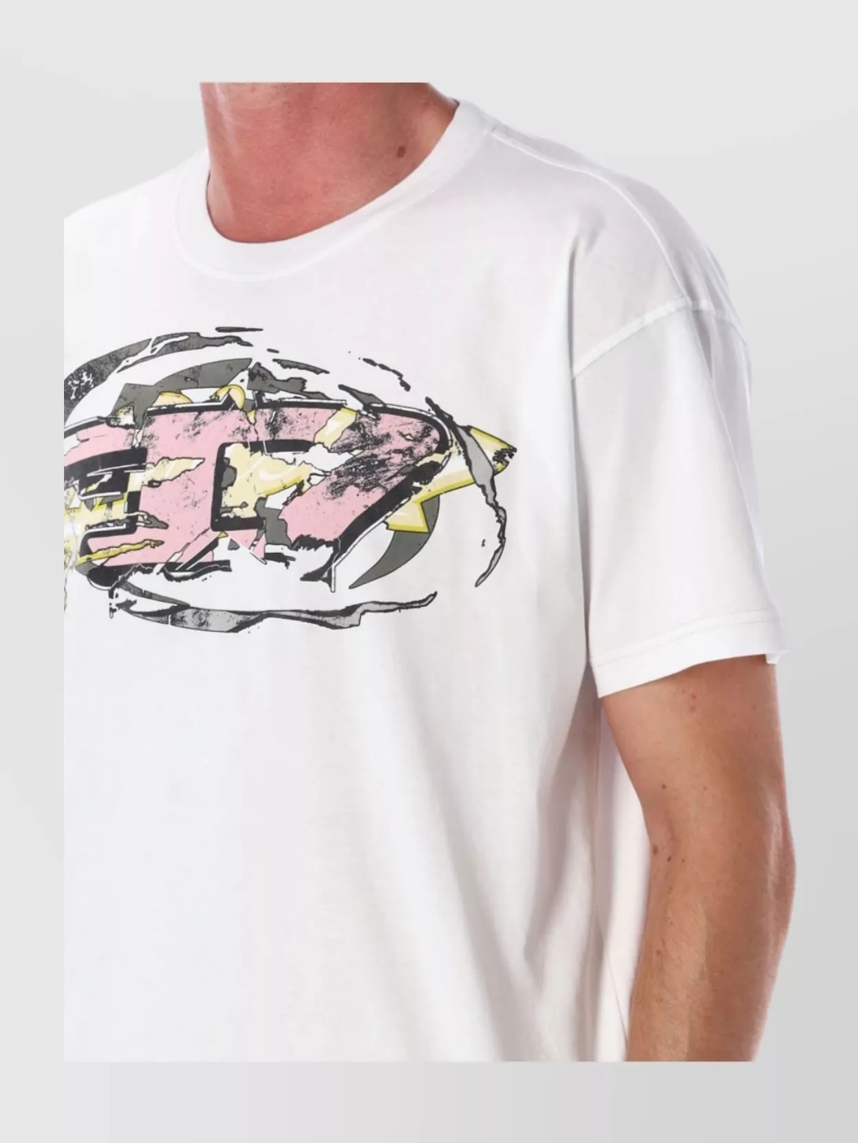 Diesel Norm Graphic Print Round Neck T-shirt In White