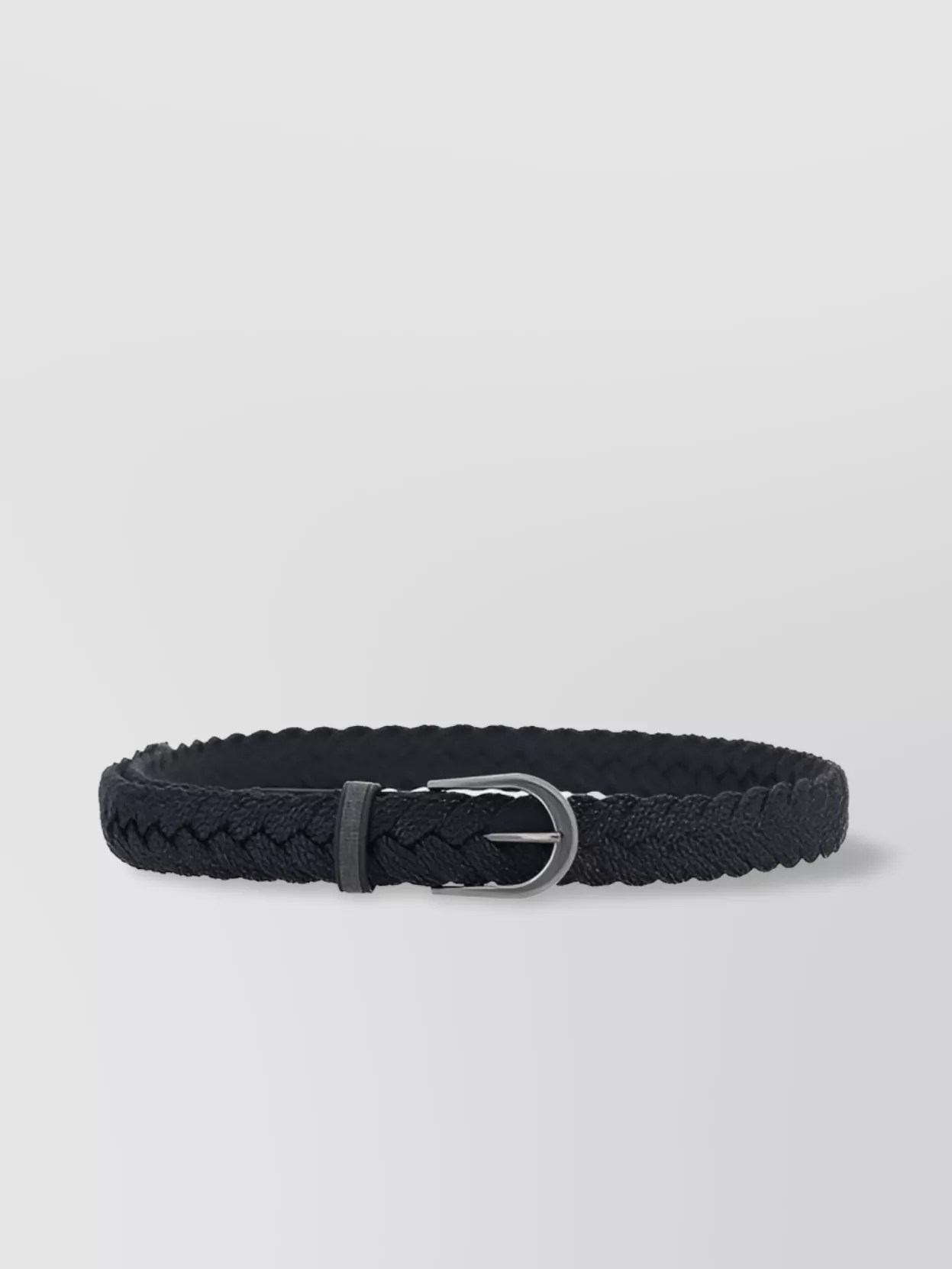 Brunello Cucinelli Leather Belt Featuring Braided Design And Jewel Detail In Black