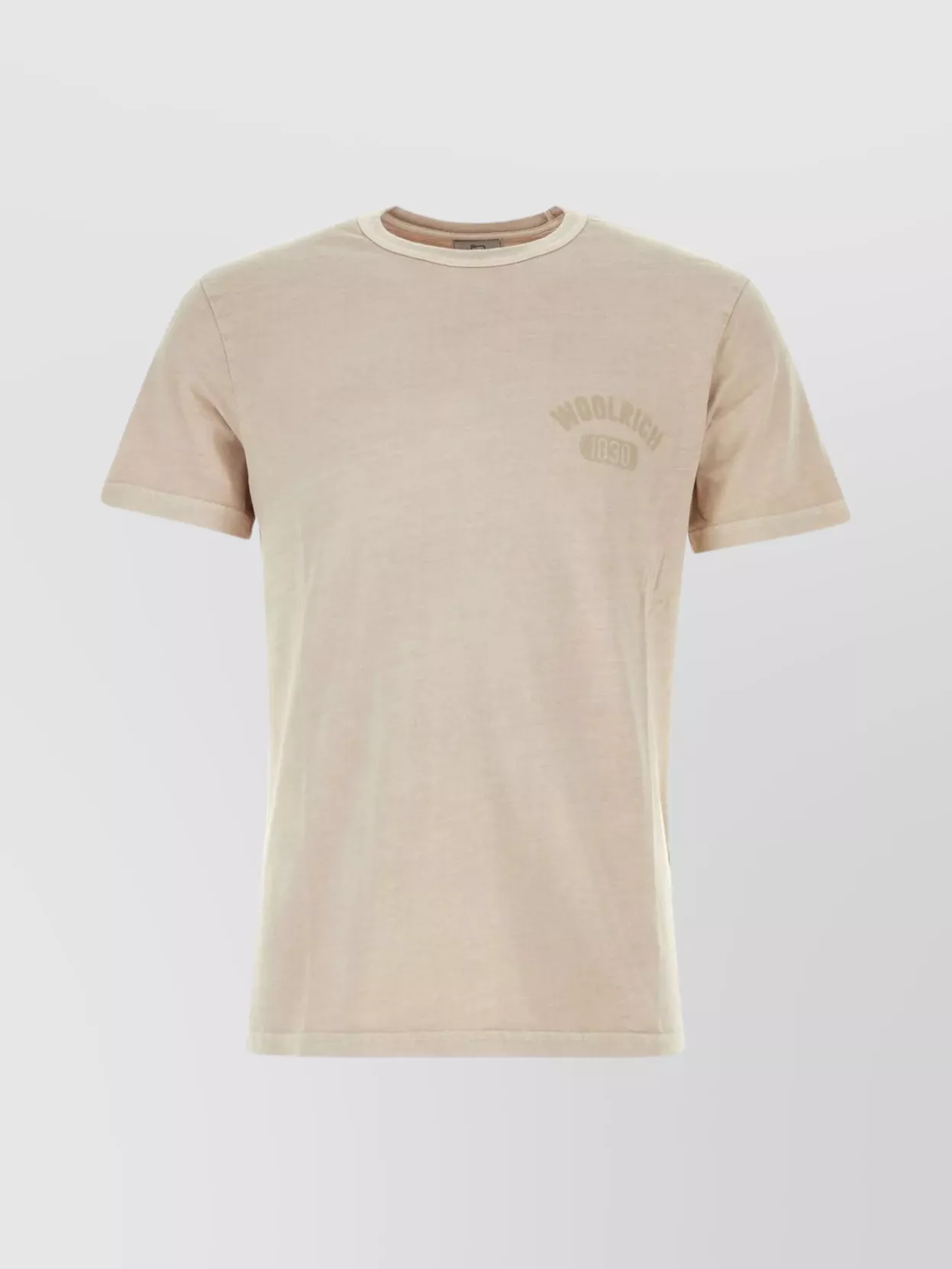 Shop Woolrich Crew-neck Cotton T-shirt In Cappuccino Blend