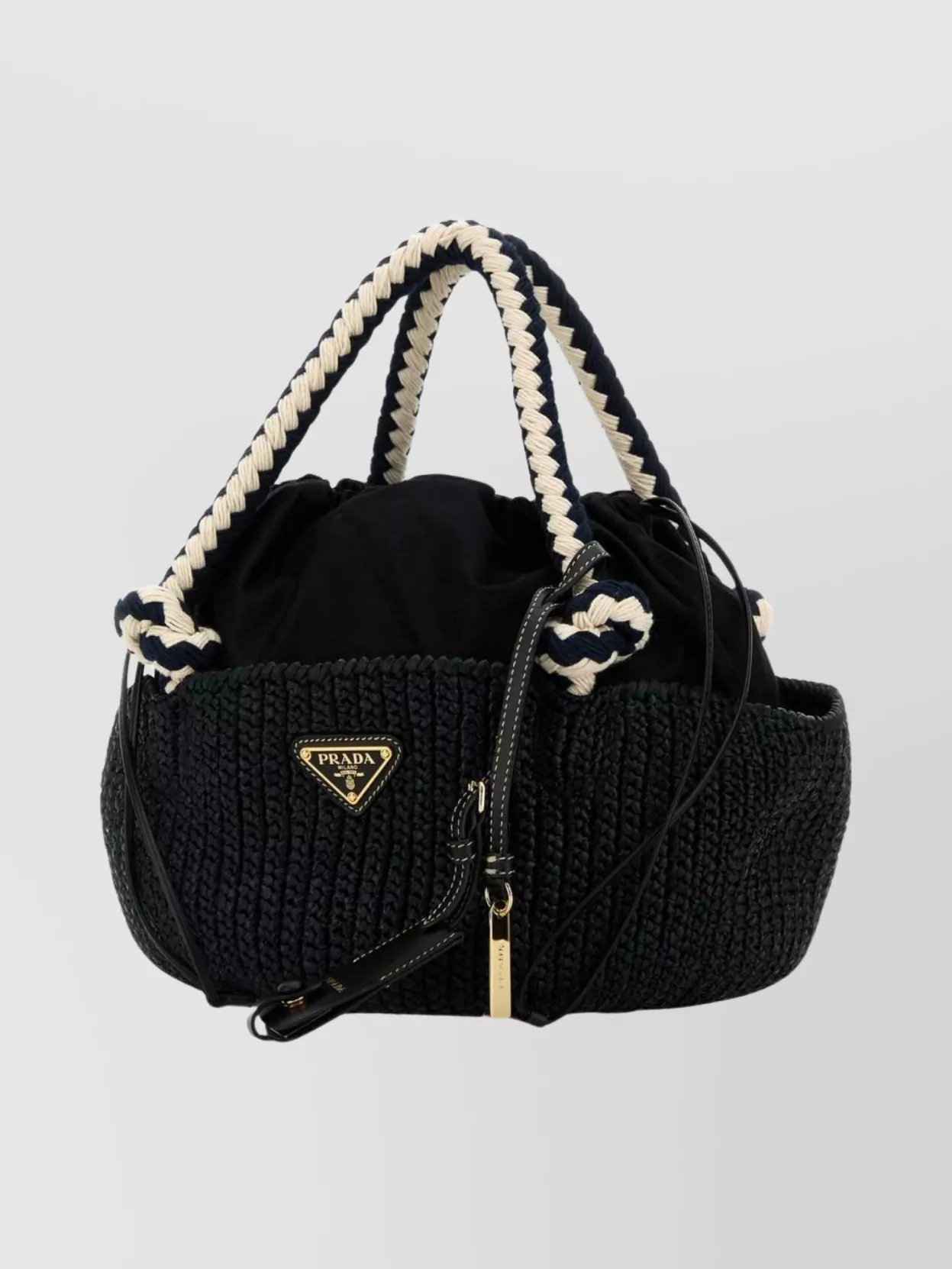 Prada Small Handbag With Braided Handles And Texture