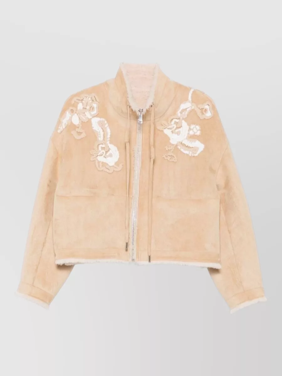 Ermanno Firenze embroidered faux shearling jacket
