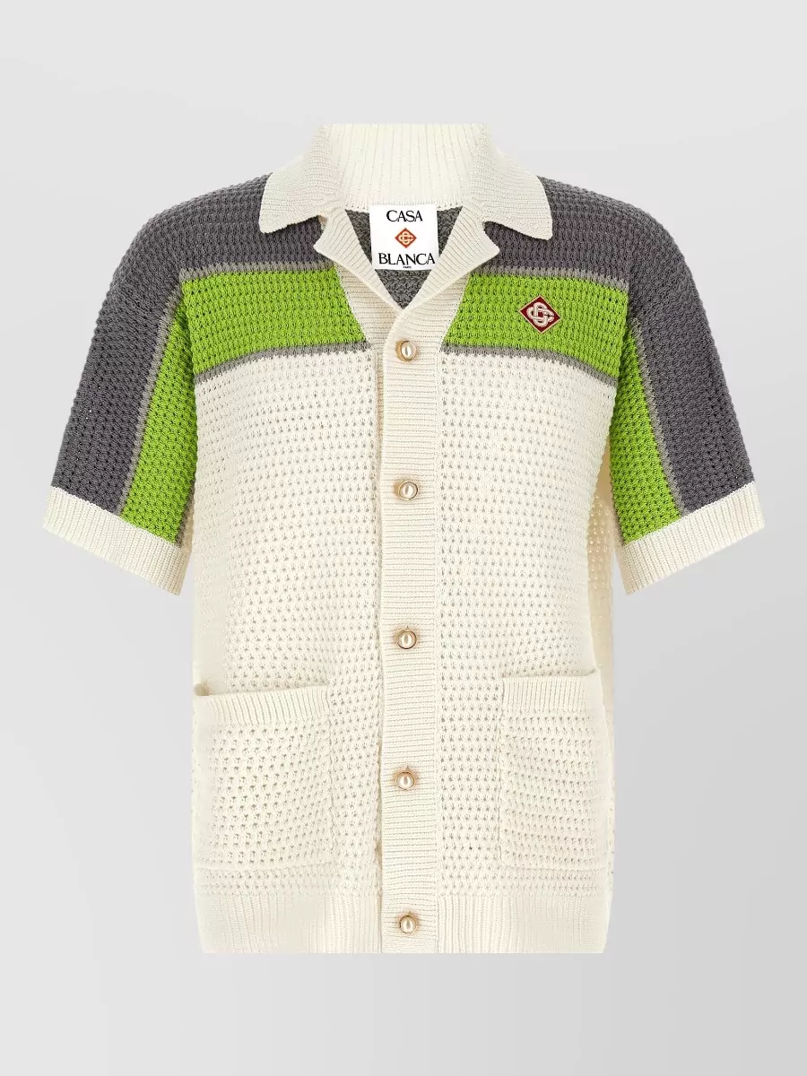 Casablanca Crochet cotton short-sleeve cardigan