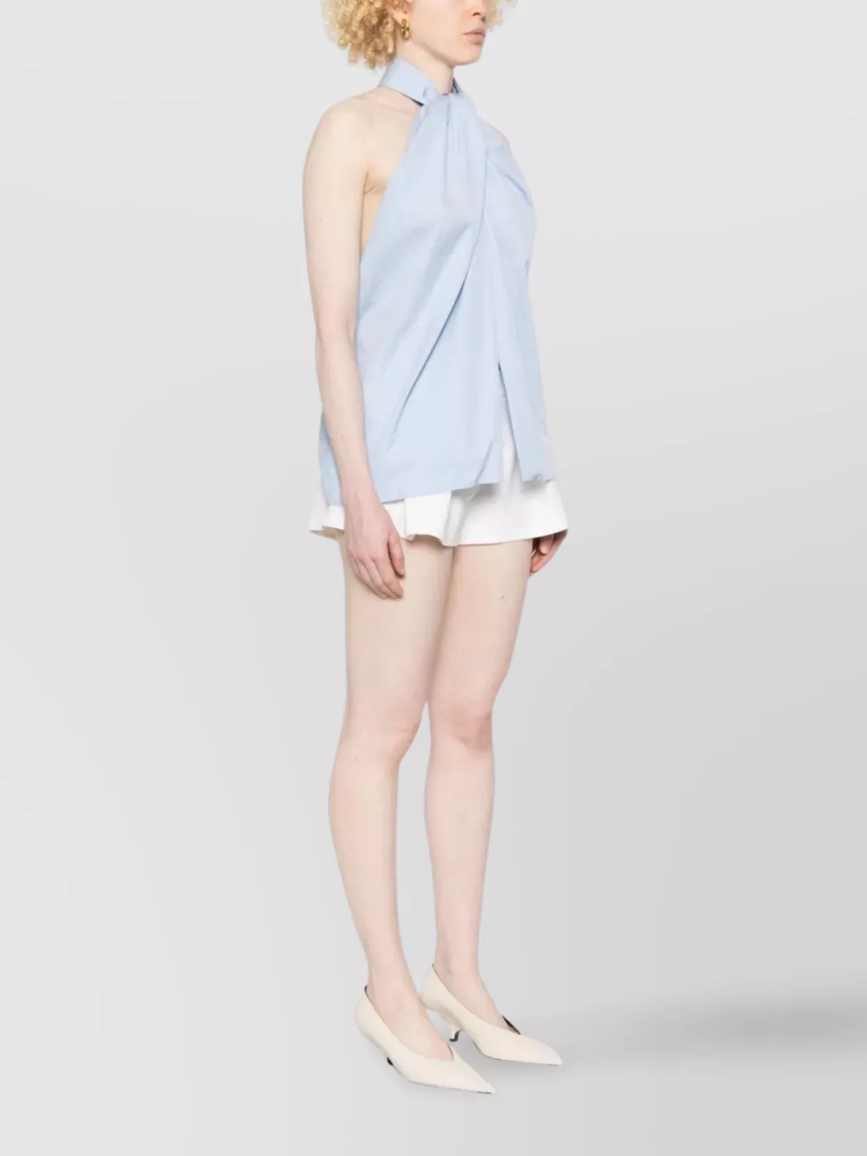 Stella Mccartney Poplin Cotton Halterneck Top With Open Back