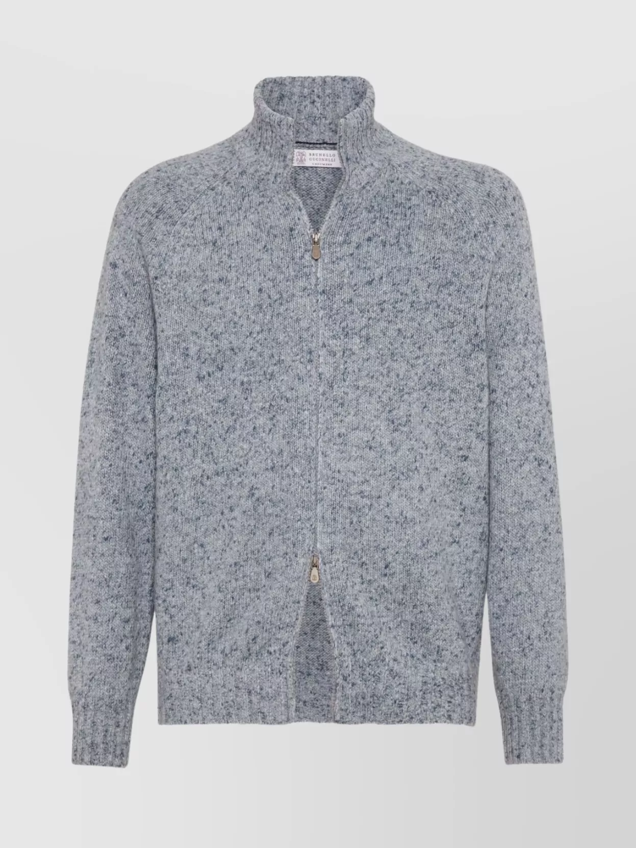 Brunello Cucinelli Cashmere Stand-up Collar Cardigan With Textured Knit In Gray