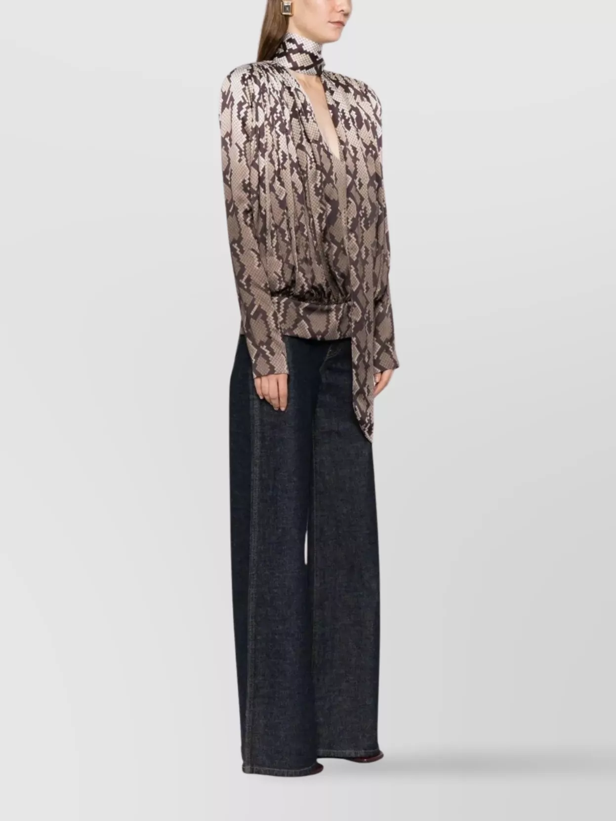 Stella Mccartney Satin Top With Snake Print And Knot
