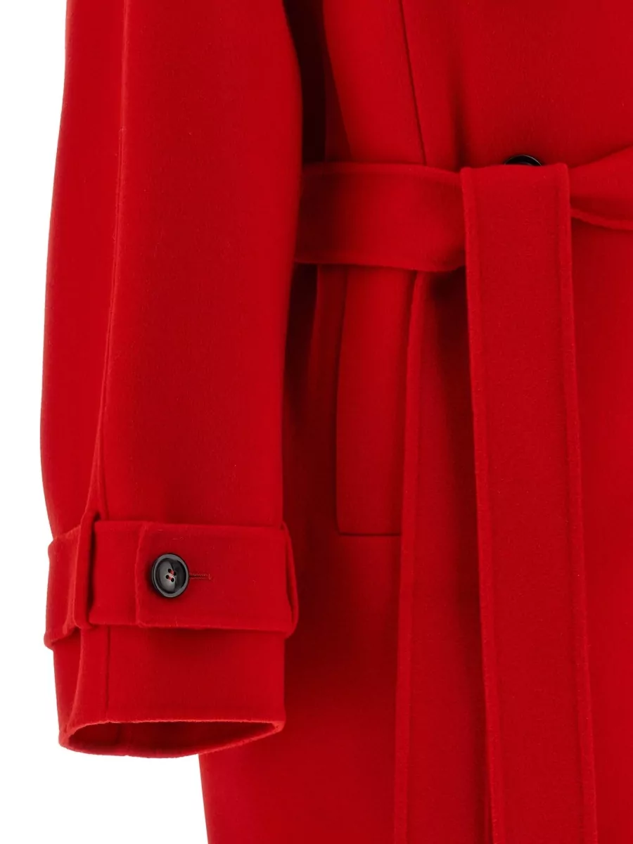 Sportmax Virgin Wool Short Double-Breasted Trench Coat