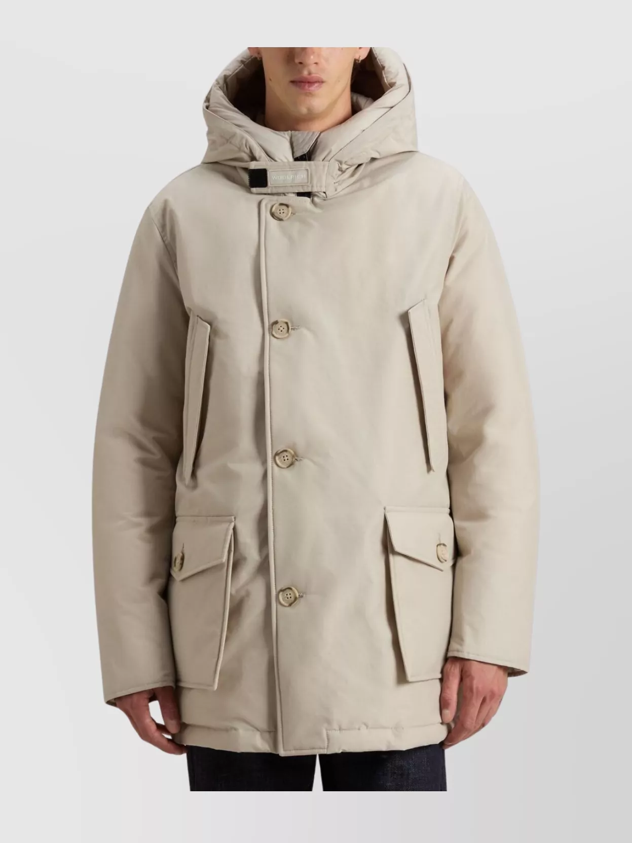 Woolrich Hooded Long Parka Padded Design