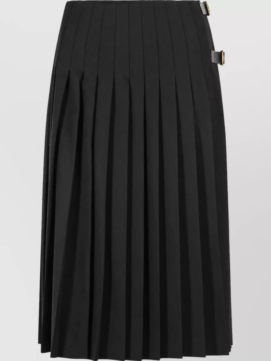 Burberry Wool Pleated Midi Skirt