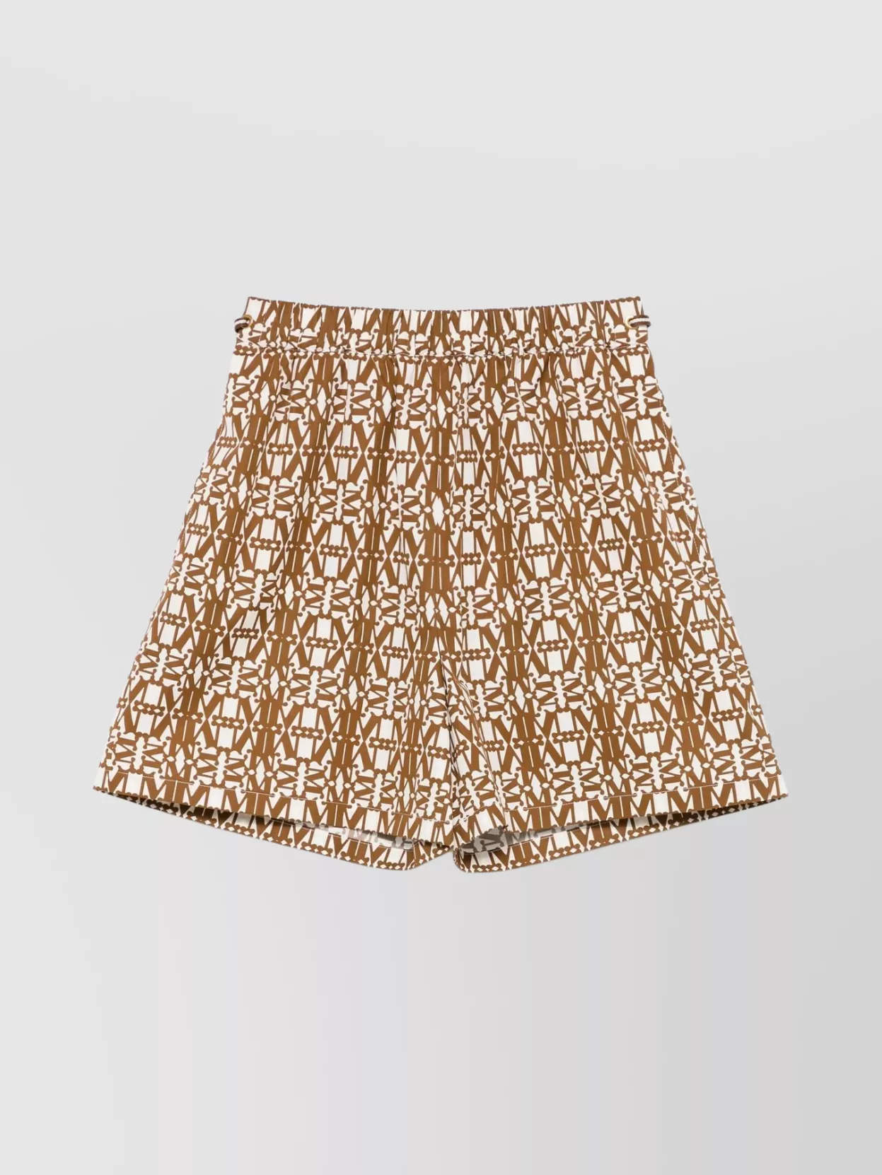 Max Mara Geometric Knee-length Lightweight Shorts Side Pockets In Brown