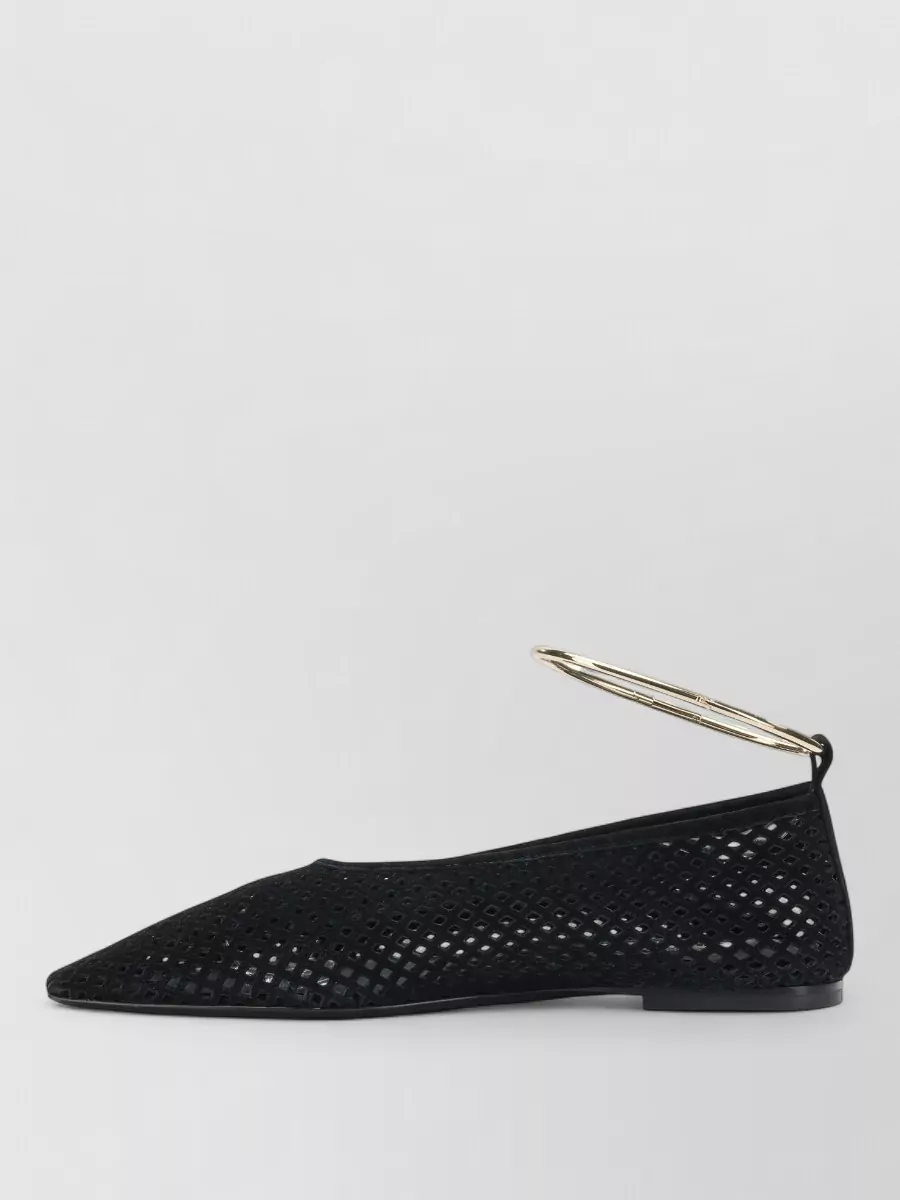 Jil Sander Perforated Suede Ballet Flats With Flat Sole