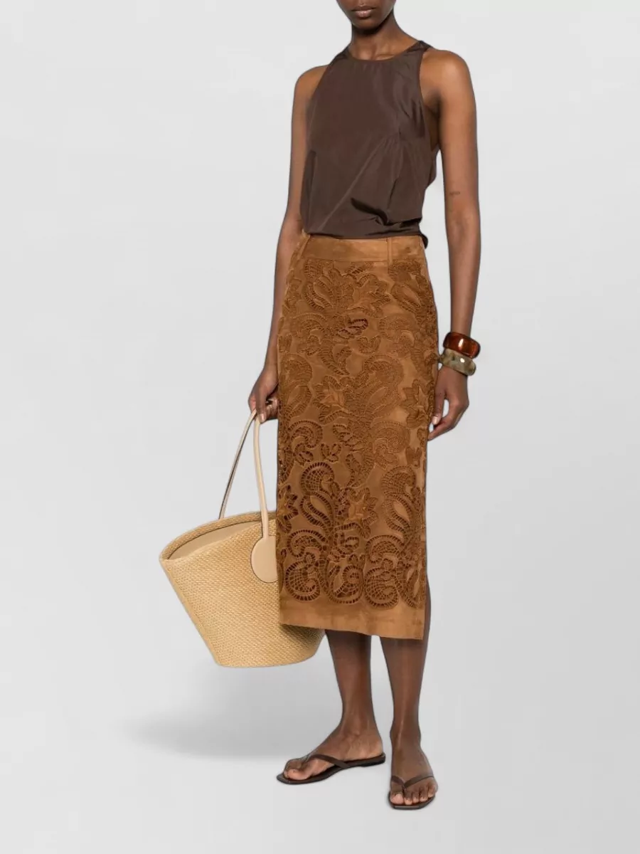 Ermanno Firenze Laser-Cut High-Rise Maxi Skirt