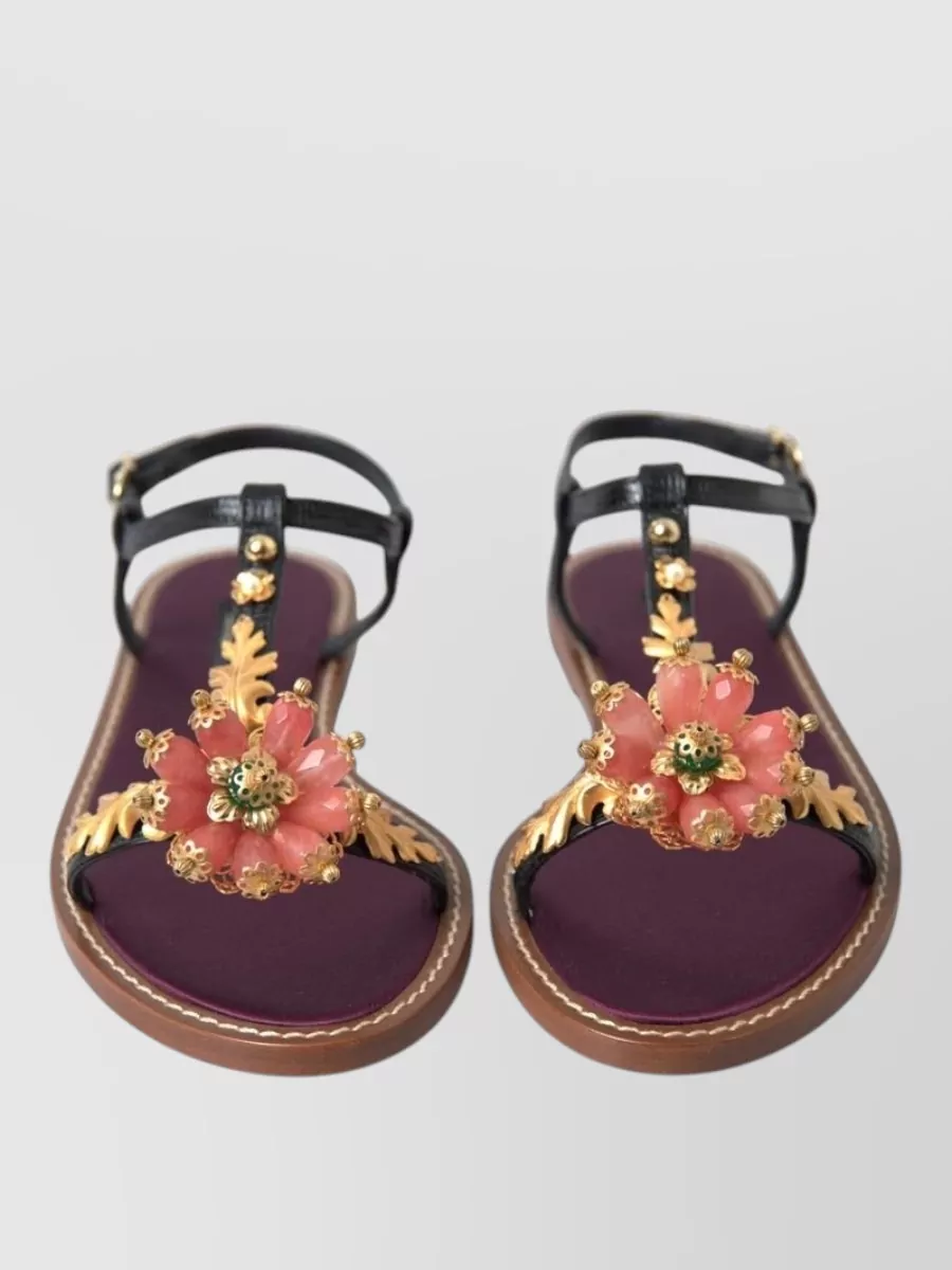 Dolce&Gabbana Crystal-Embellished Leather Sandals