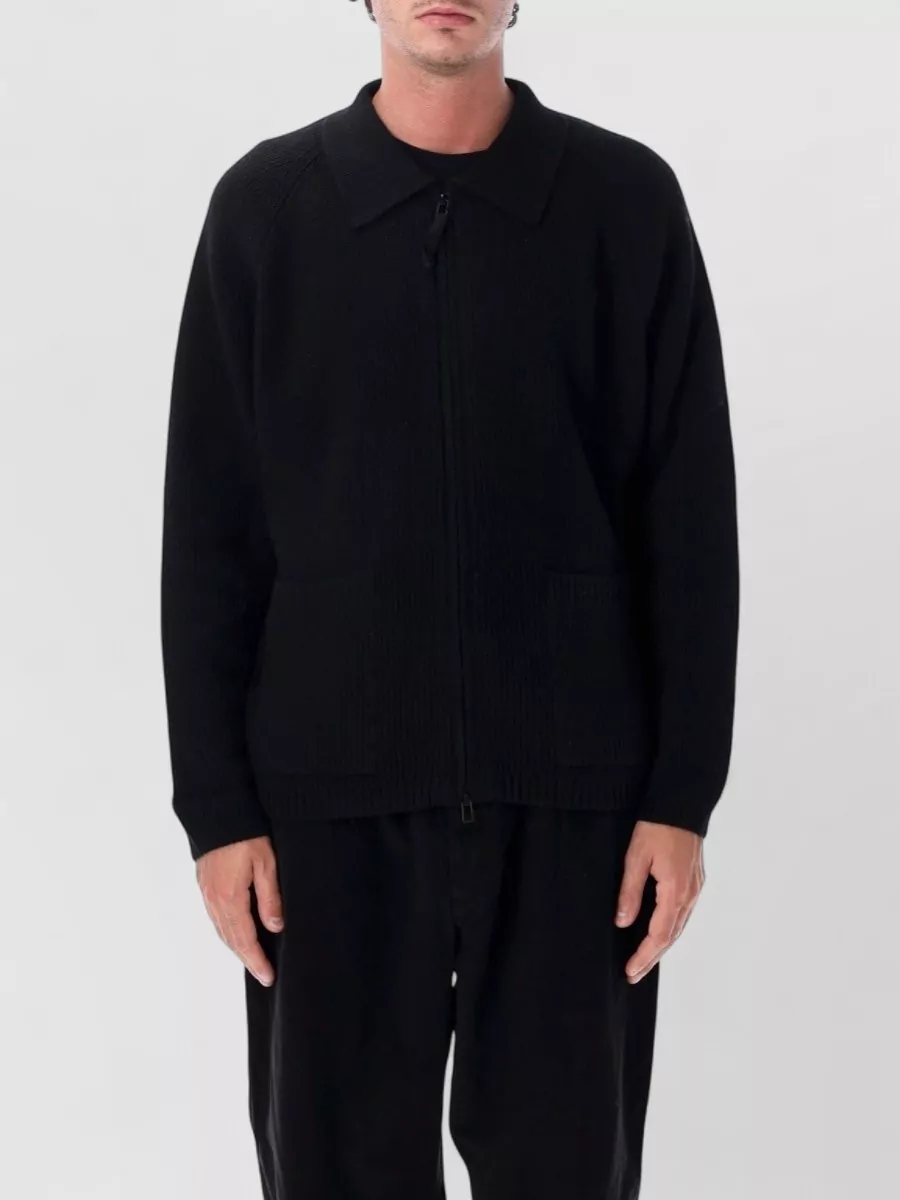 Universal Works wool ribbed zip cardigan