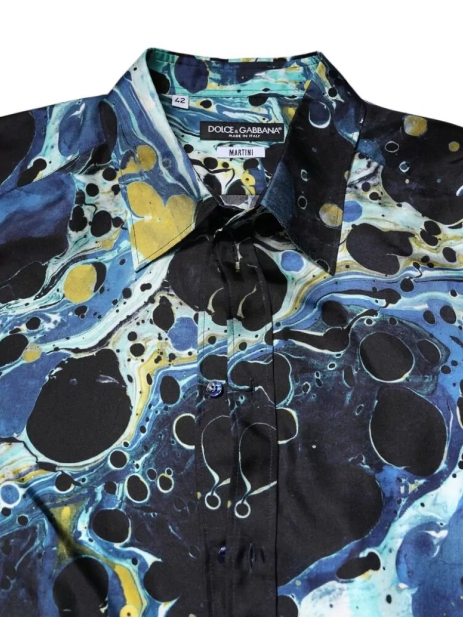 Dolce&Gabbana Silk Marble Print Dress Shirt