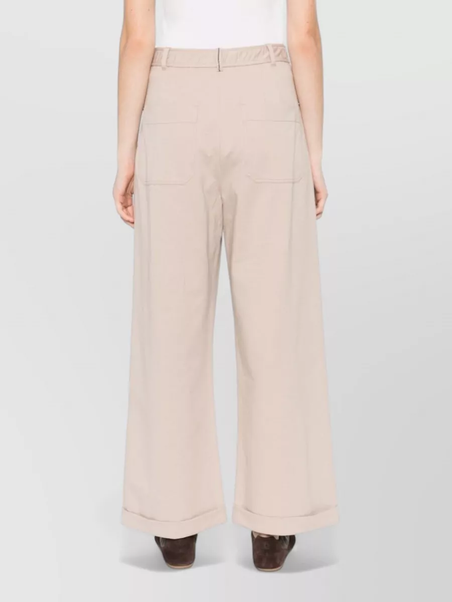Brunello Cucinelli Cotton Trousers Wide Leg Belt Loops