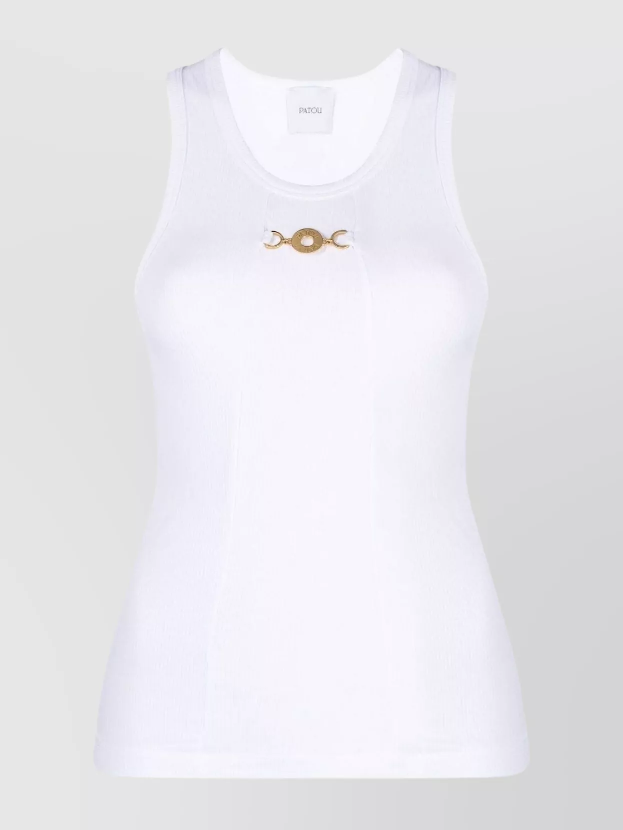 Shop Patou Ribbed Scoop Neck Top With Medallion Pendant In Pastel