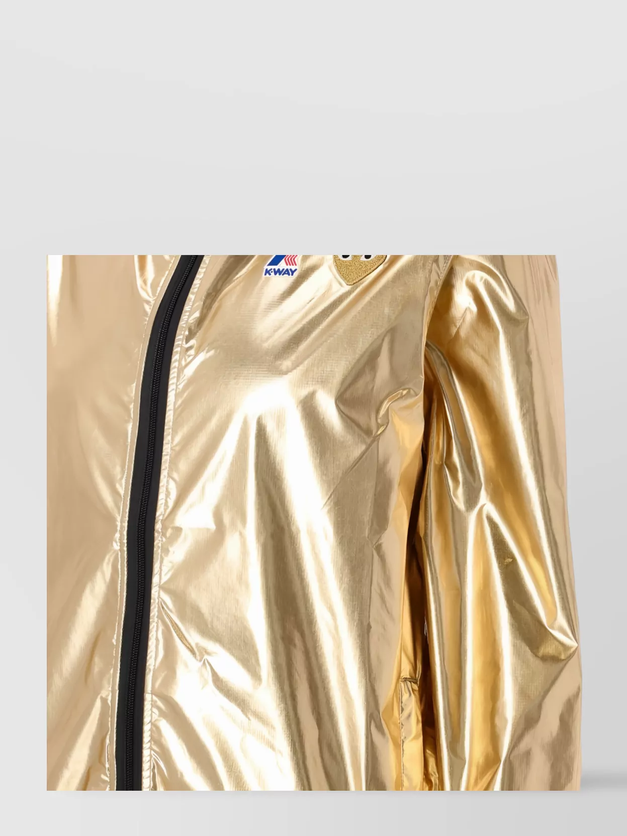 Comme Des Garçons Play Heart Gold Metallic Hooded Zip Jacket