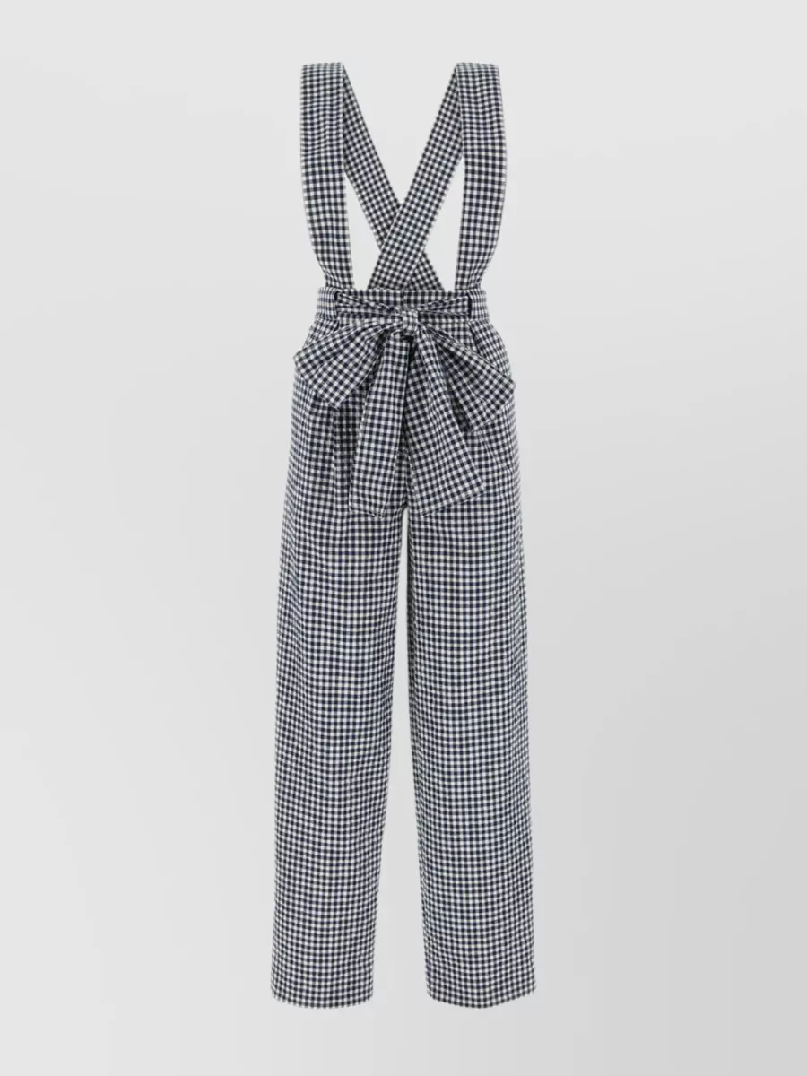 Shop Kenzo Pleated Waist-tie Cotton Blend Pant In Grey