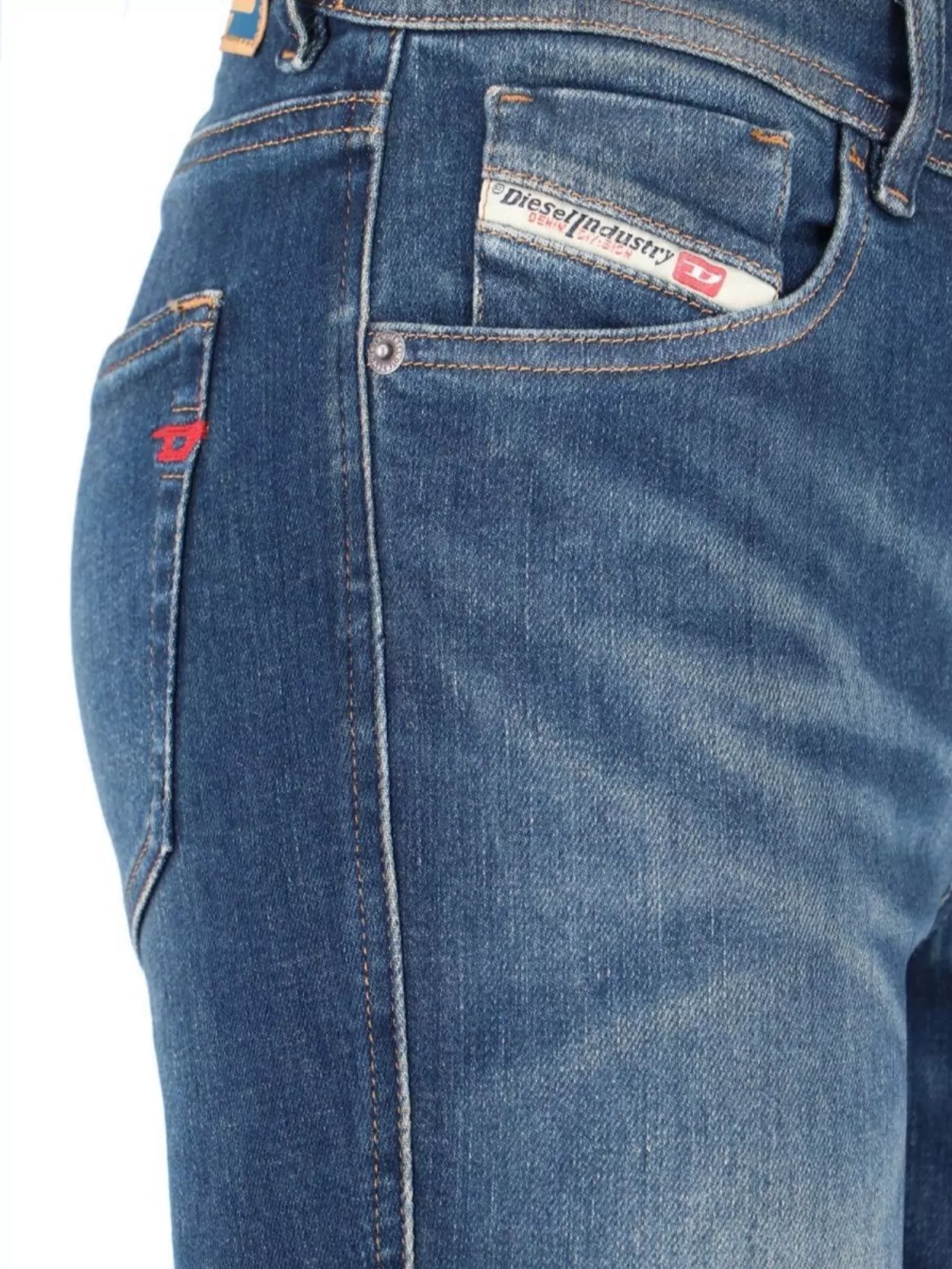 Diesel Straight Trousers With Belt Loops And Faded Effect