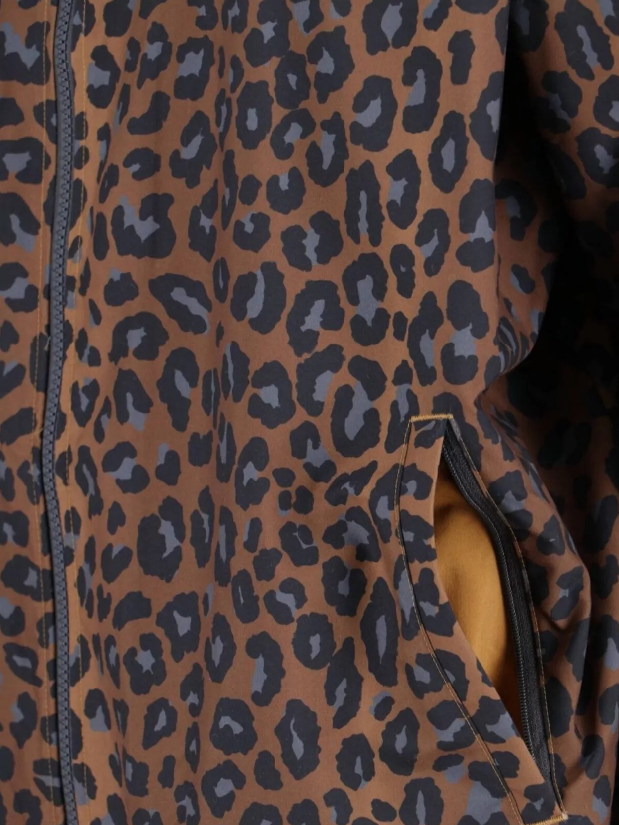 Adidas Originals Animal Print High Collar Sweatshirt With Side Pockets In Brown