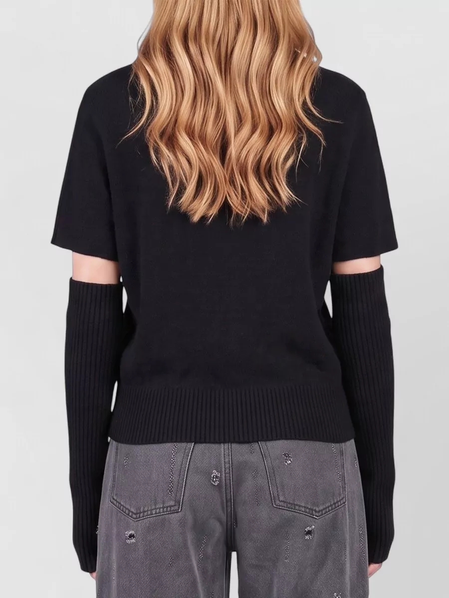Federica Tosi Cashmere Wool Ribbed High-Neck Short-Sleeve Sweater