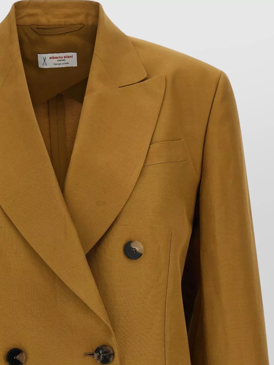 Alberto Biani Double-Breasted Linen Blend Blazer
