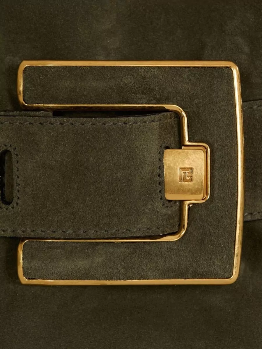 Balmain Anthem Suede Leather Shoulder Bag