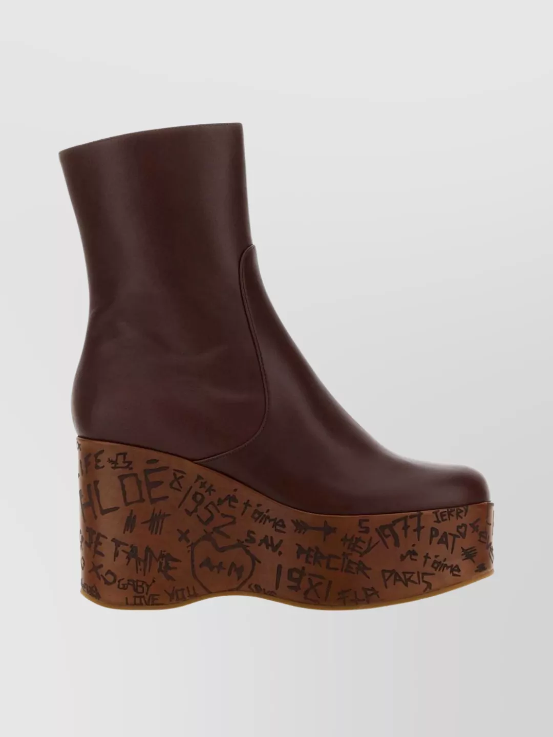 Chloé Maxime Wedge Ankle Boots With Platform Sole In Brown
